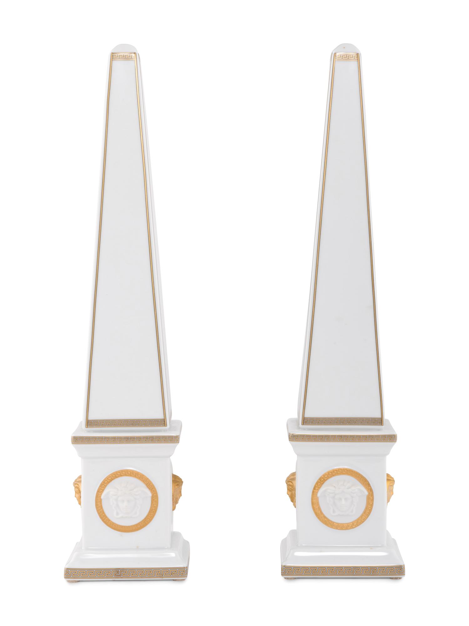 A Pair of Rosenthal For Versace Ceramic Obelisks