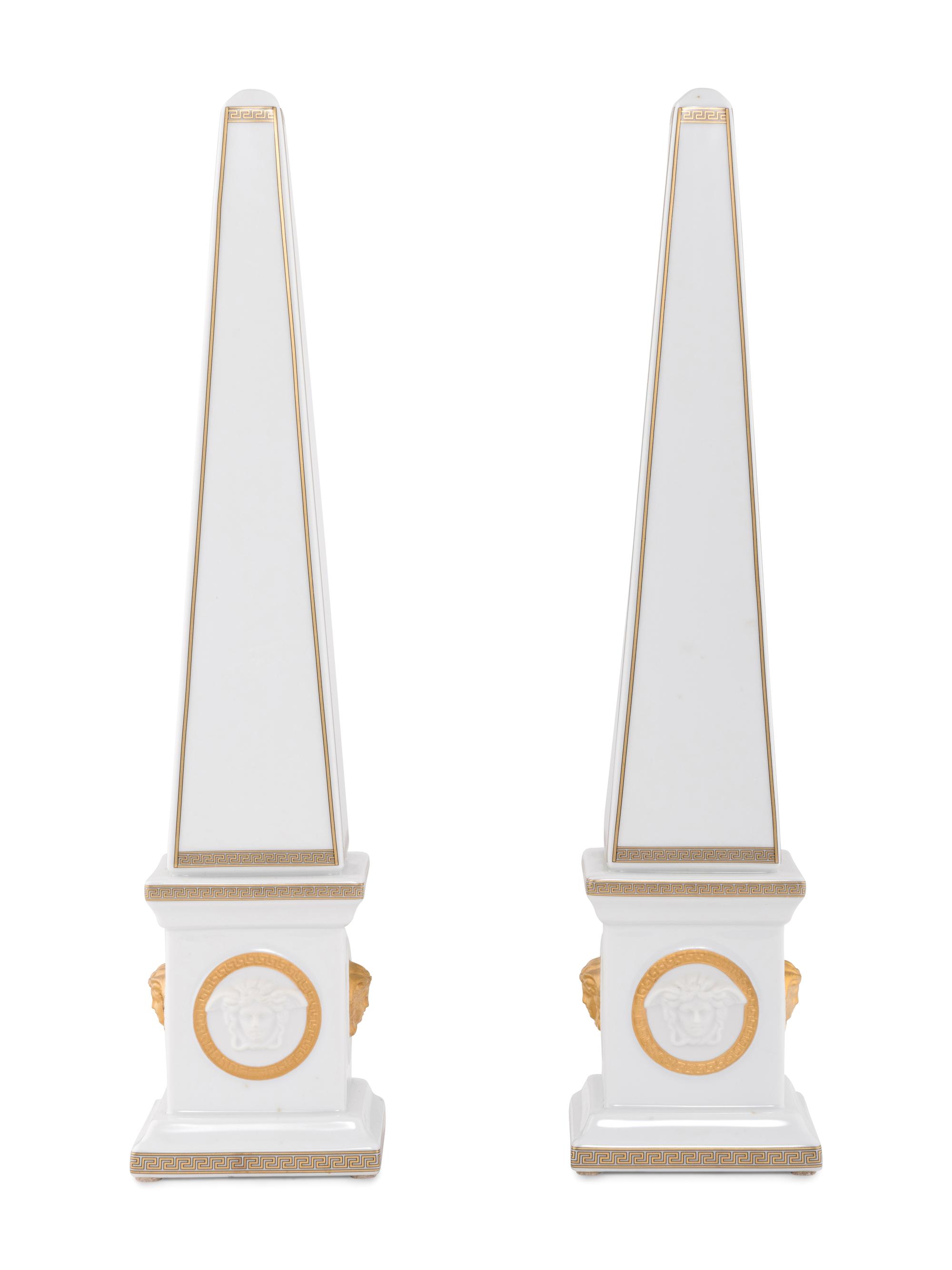 A Pair of Rosenthal For Versace Ceramic Obelisks