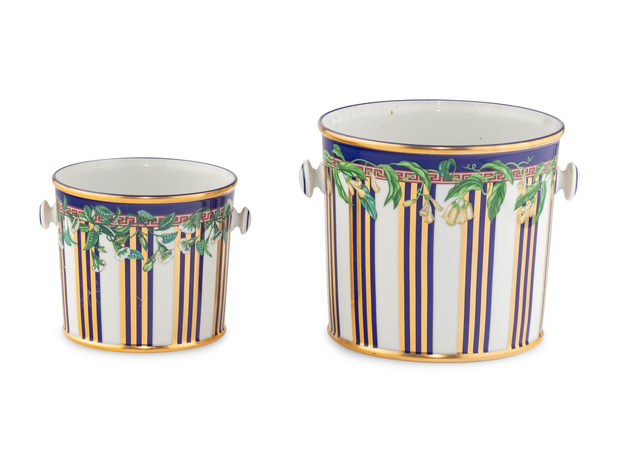 A Versace Wild Flora Porcelain Champagne Bucket and Ice Bucket