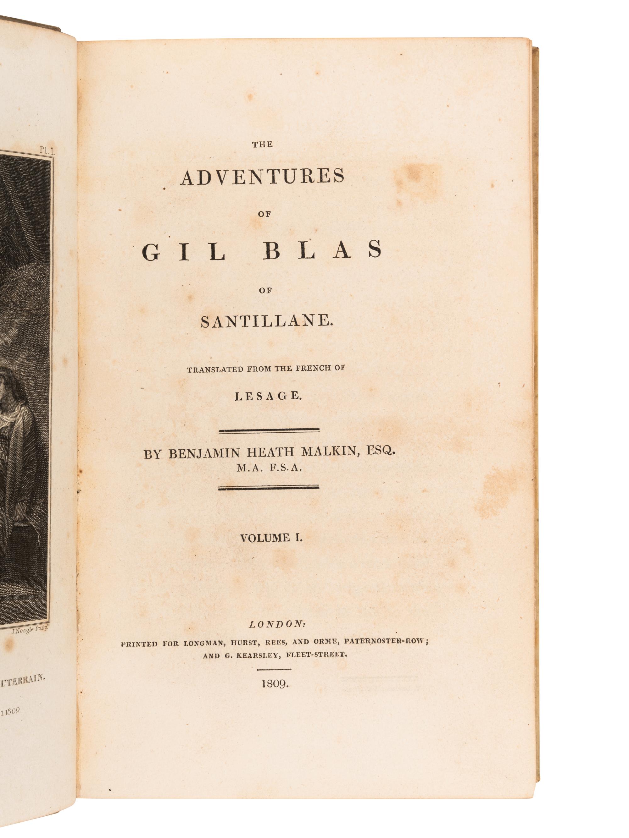 LE SAGE, Alain Rene (1668-1747). The Adventures of Gil Blas. London: Printed for Longman, Hurst, Rees, and Orme, 1809.