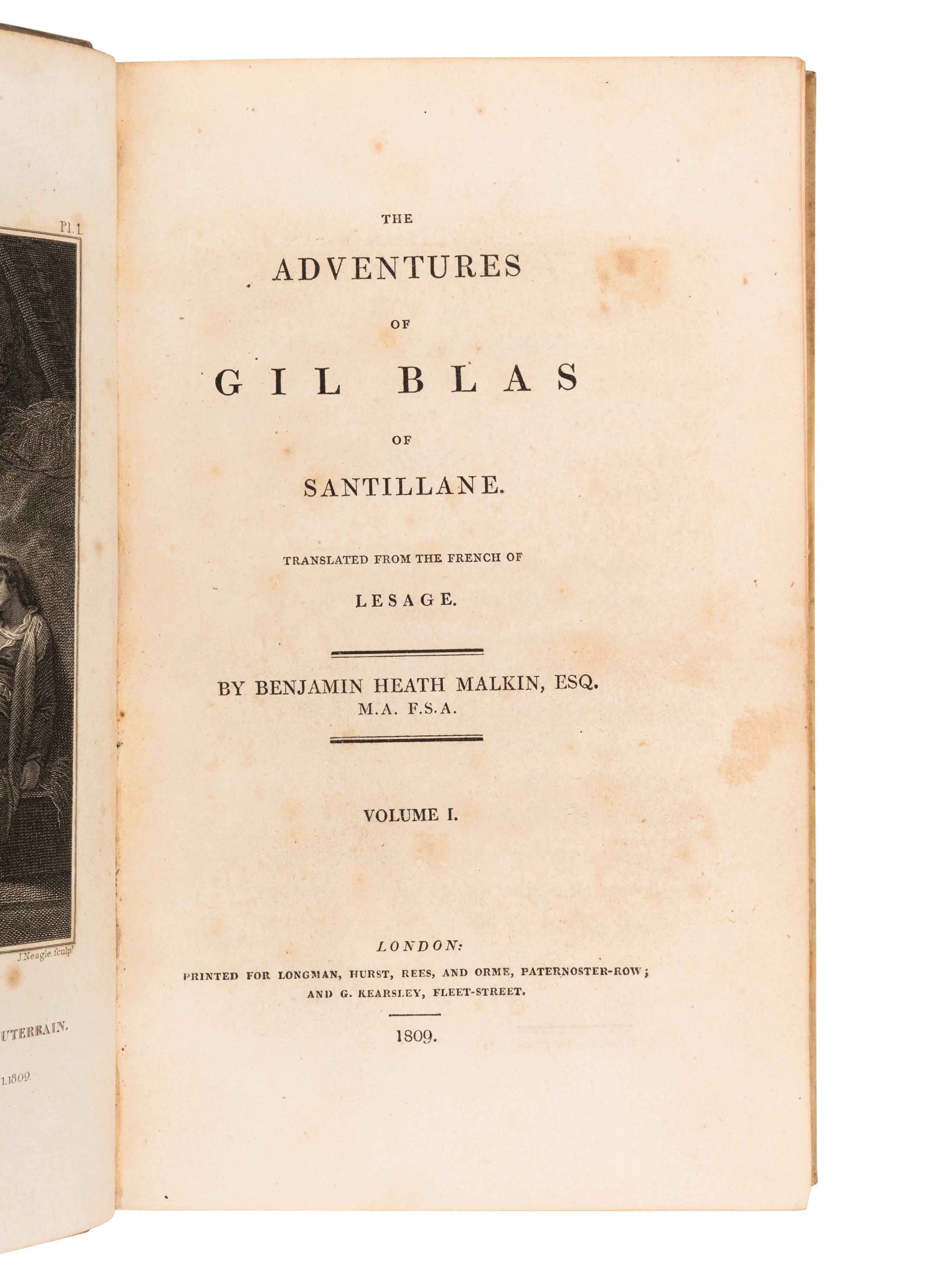 LE SAGE, Alain Rene (1668-1747). The Adventures of Gil Blas. London: Printed for Longman, Hurst, Rees, and Orme, 1809.