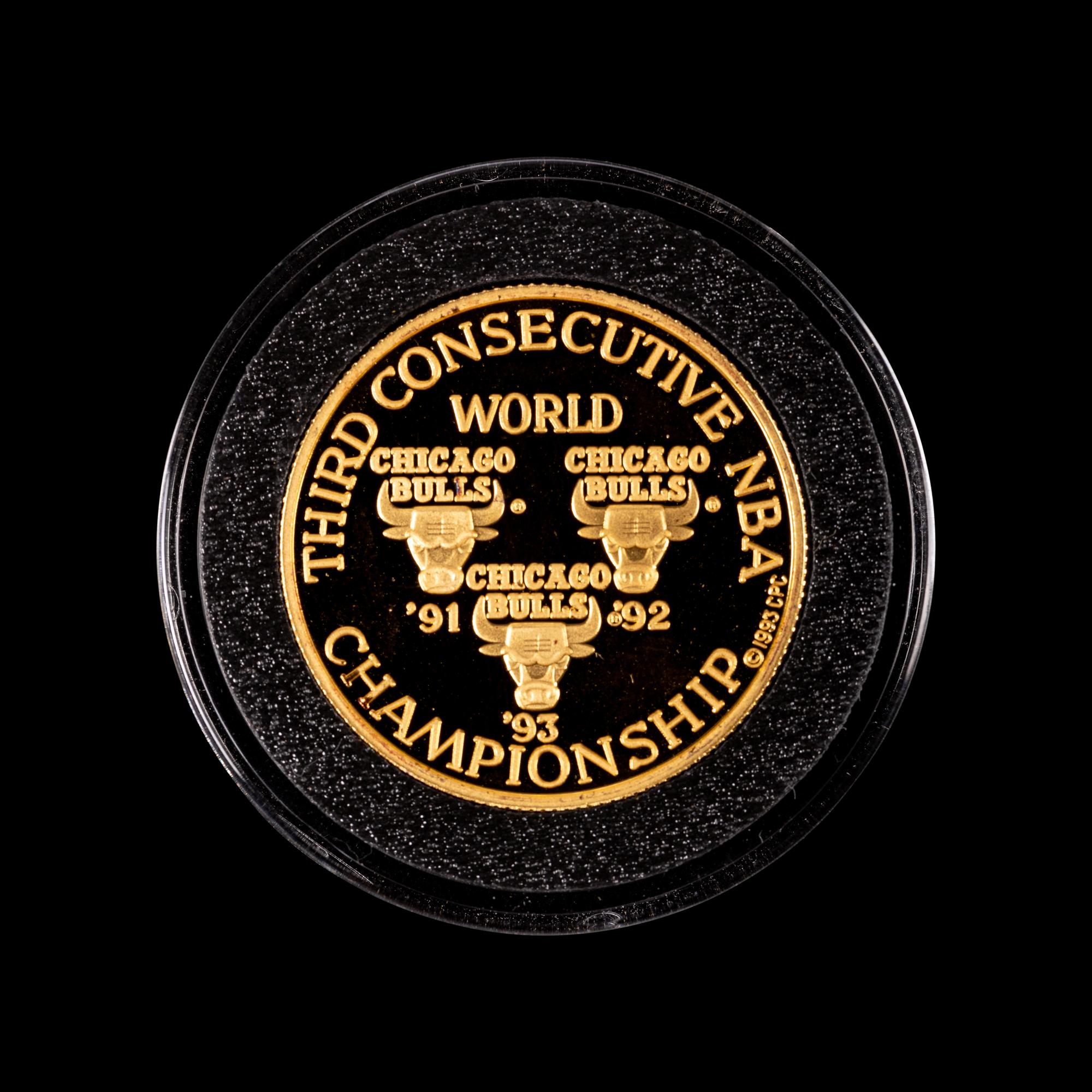 A 1993 Chicago Bulls Larry O'Brien Championship Trophy .9999 Troy Ounce Gold Coin