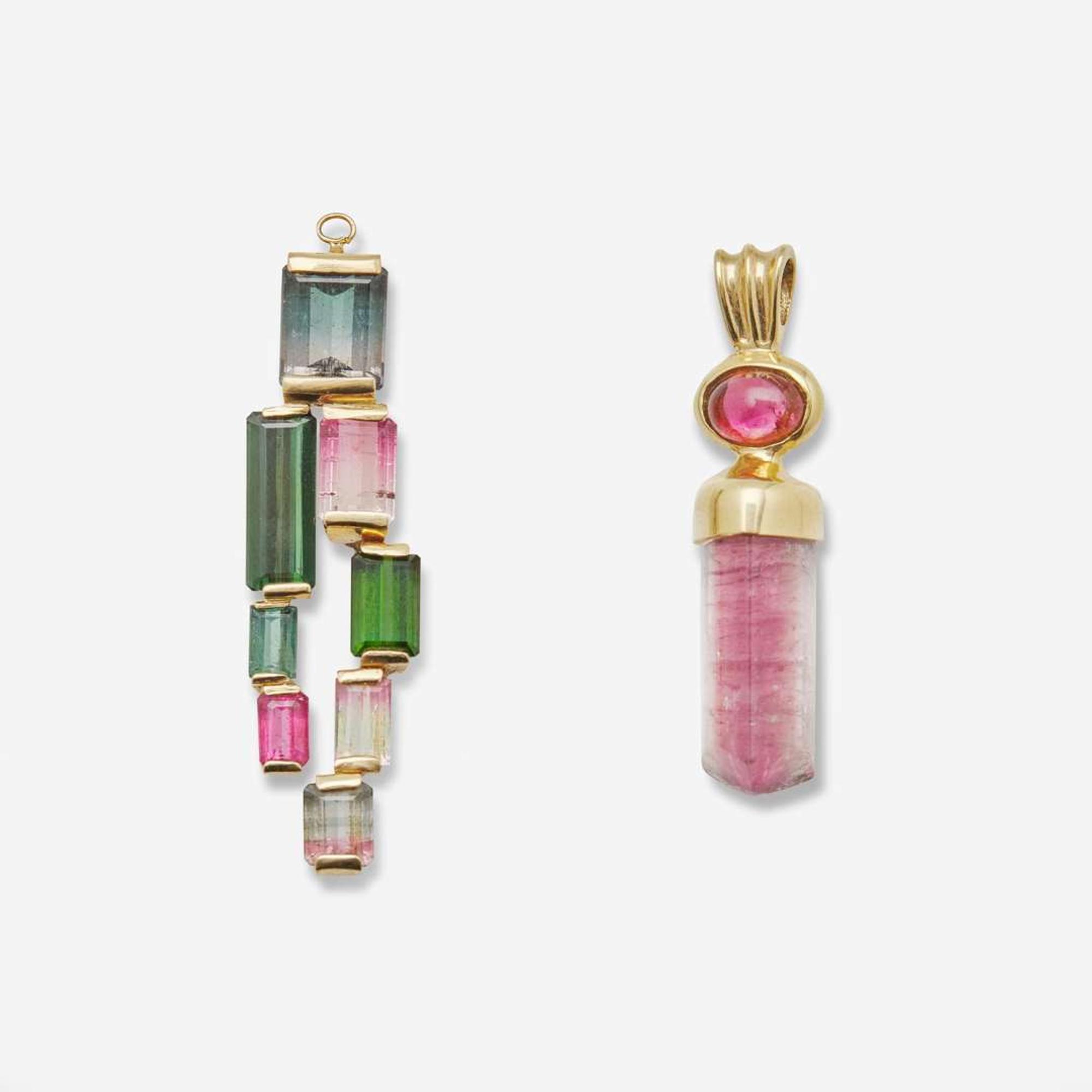 A Collection of 14K Gold and Tourmaline Jewelry