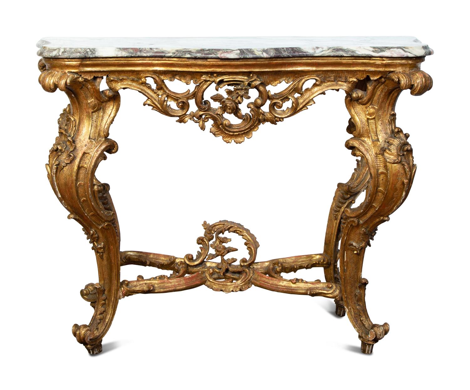 A Genovese Carved Giltwood Console Table — 18TH CENTURY