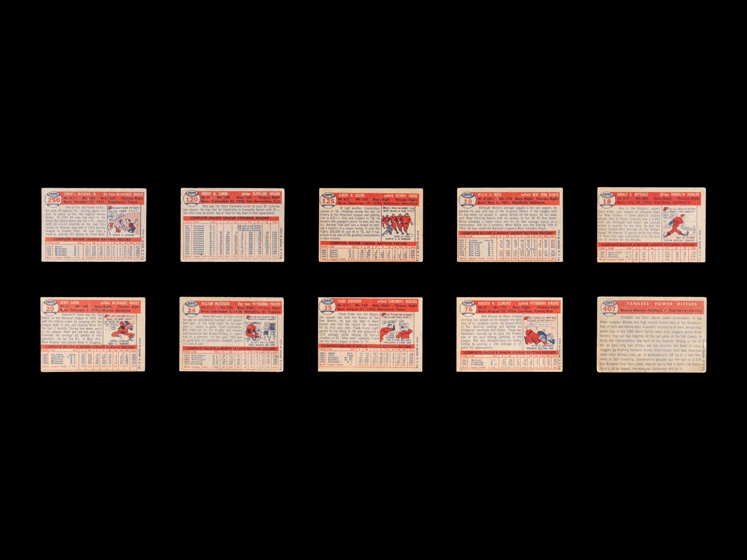 A Large Group of 1957 Topps Baseball Cards Featuring Hall of Famers and Rookie Cards,