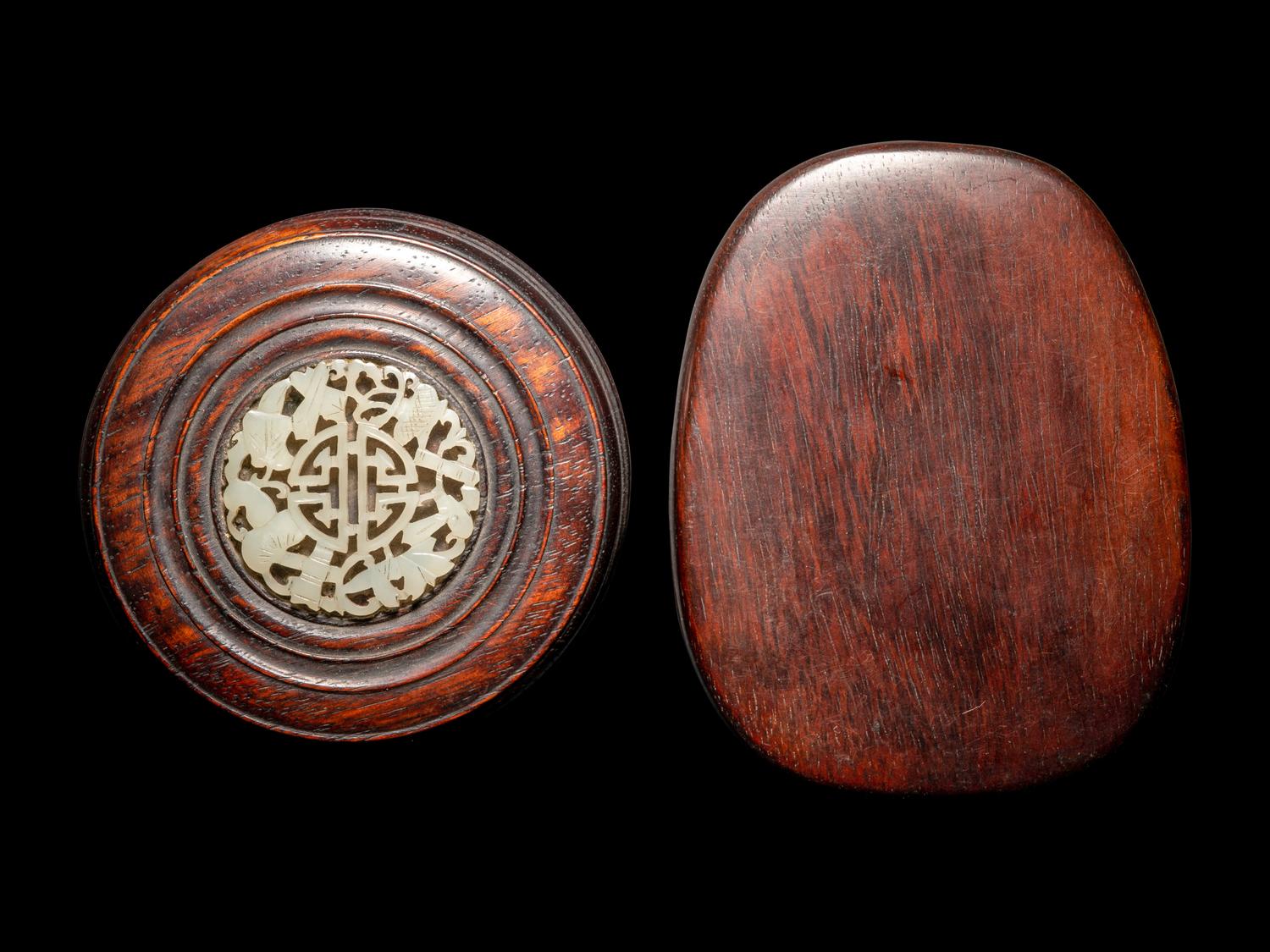 Two Chinese Inkstones and Covers