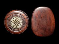 Two Chinese Inkstones and Covers