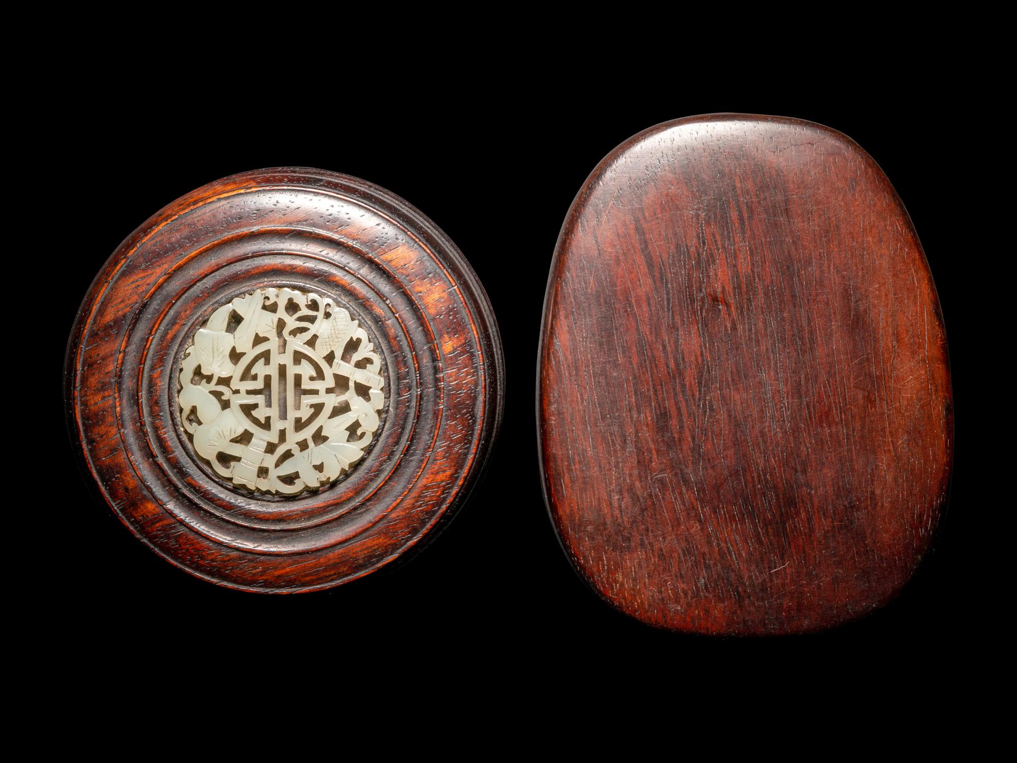 Two Chinese Inkstones and Covers