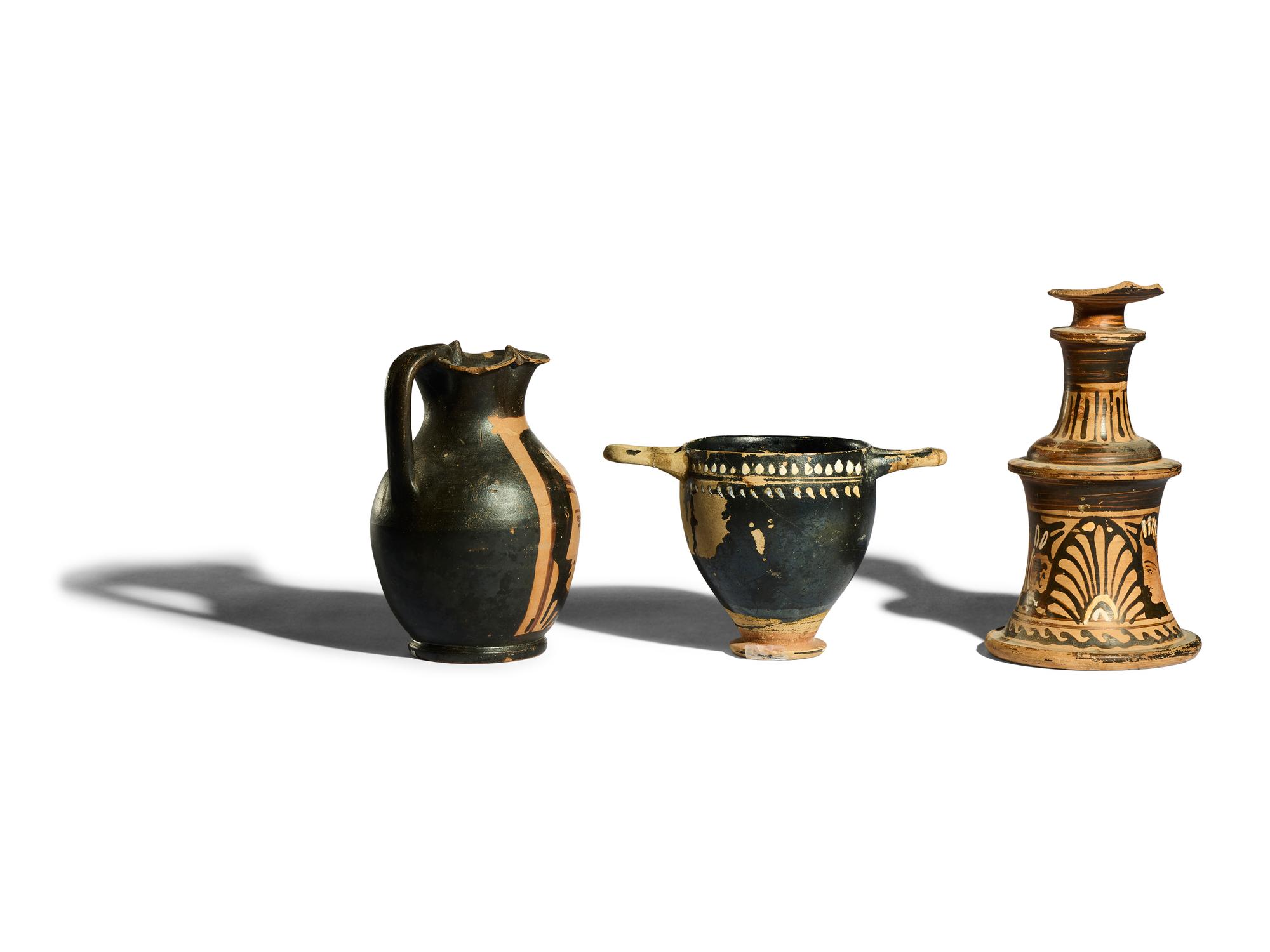 Three South Italian Red-Figured and Gnathian Vessels
