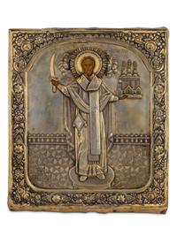 A Russian Icon of St. Nicholas and the Miracle of Mozhaisk — 19TH CENTURY