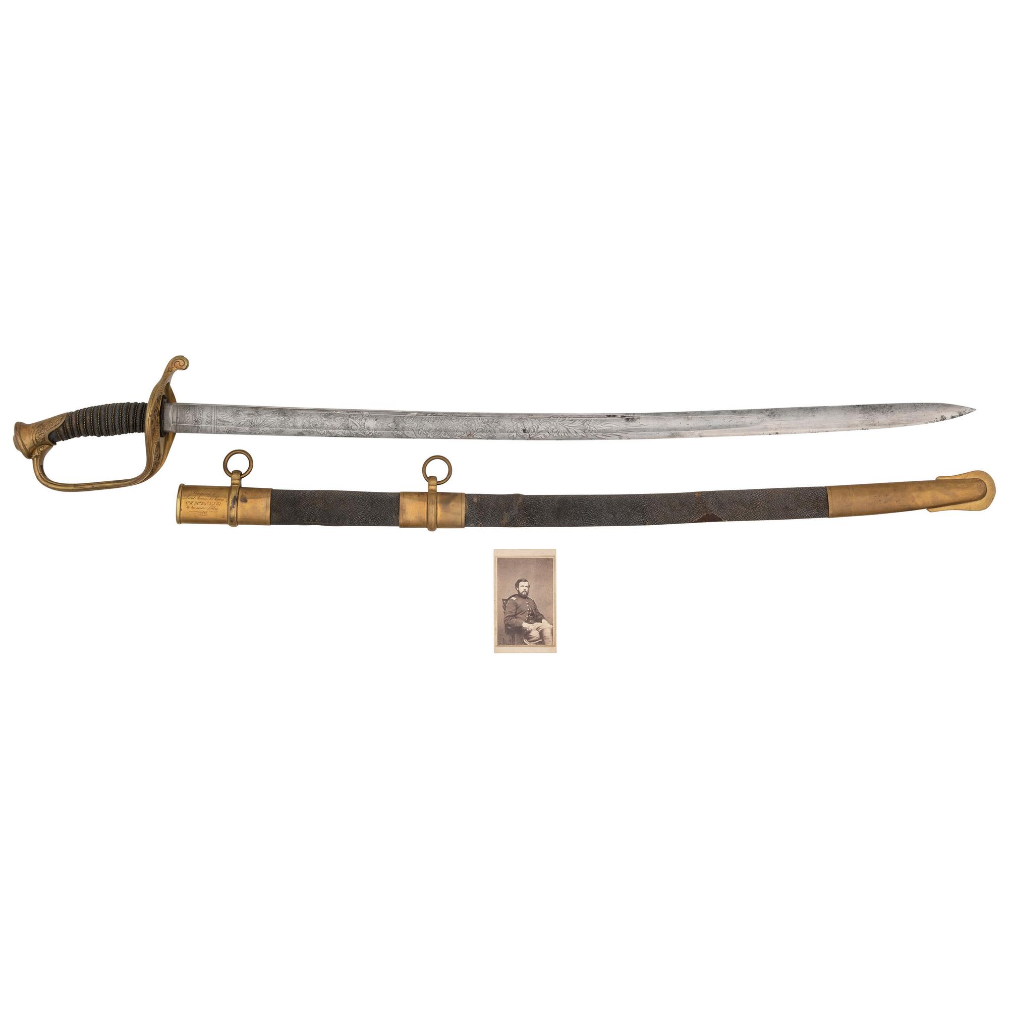 Model 1850 Foot Officers Sword Inscribed to Lt. James Reeves 24th NJ - Wounded at Fredericksburg & Chancellorsville with CDV