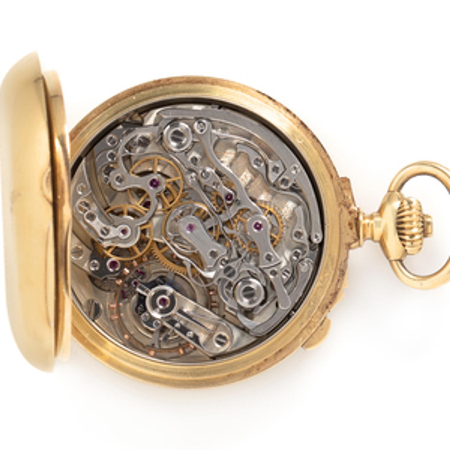 Patek Philippe for Spaulding-Gorham, 18K Yellow Gold Open Face Split Second Chronograph Pocket Watch