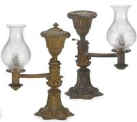 Pair of gilt bronze argand lamps 19th century
