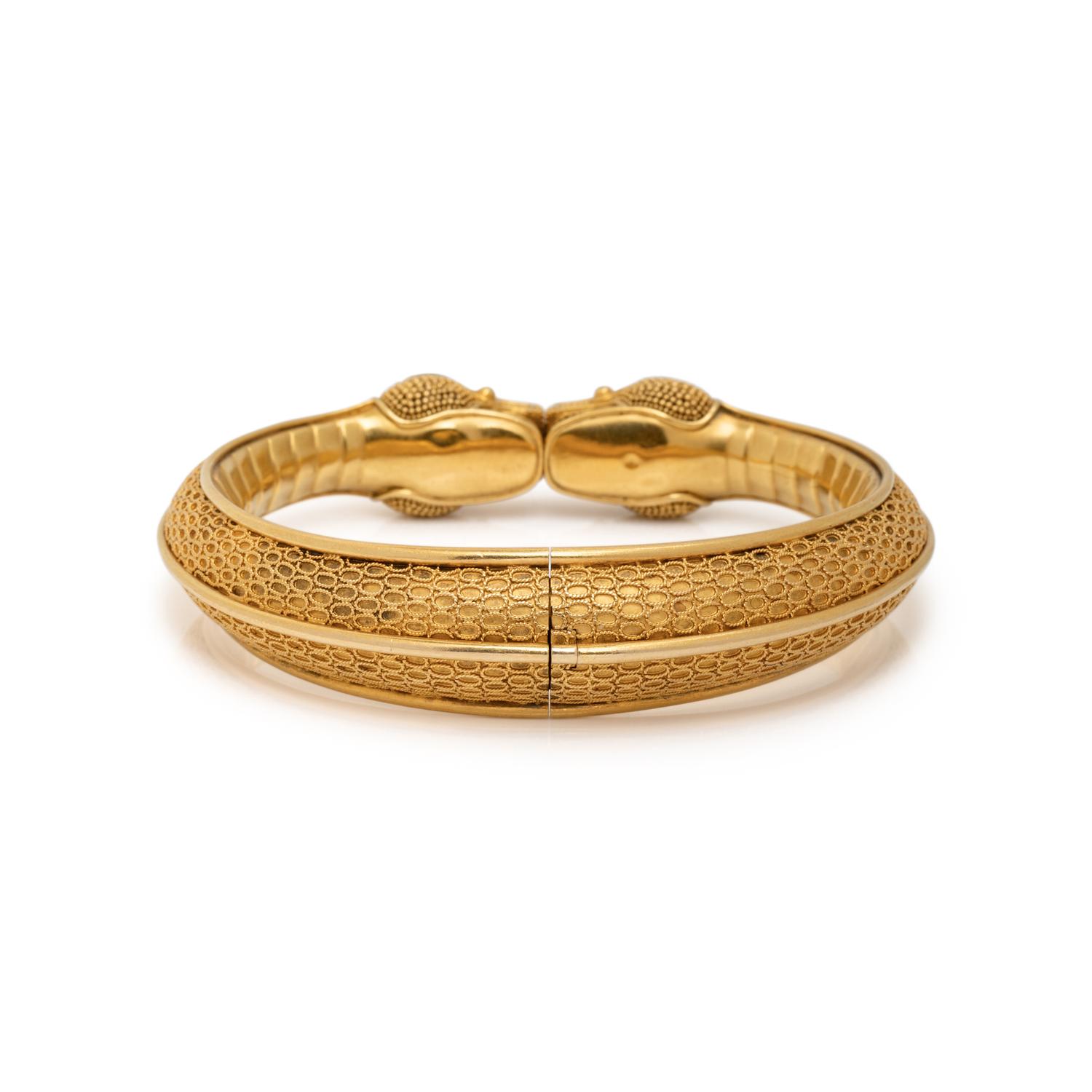 REVIVALIST, HIGH KARAT GOLD SERPENT BANGLE BRACELET