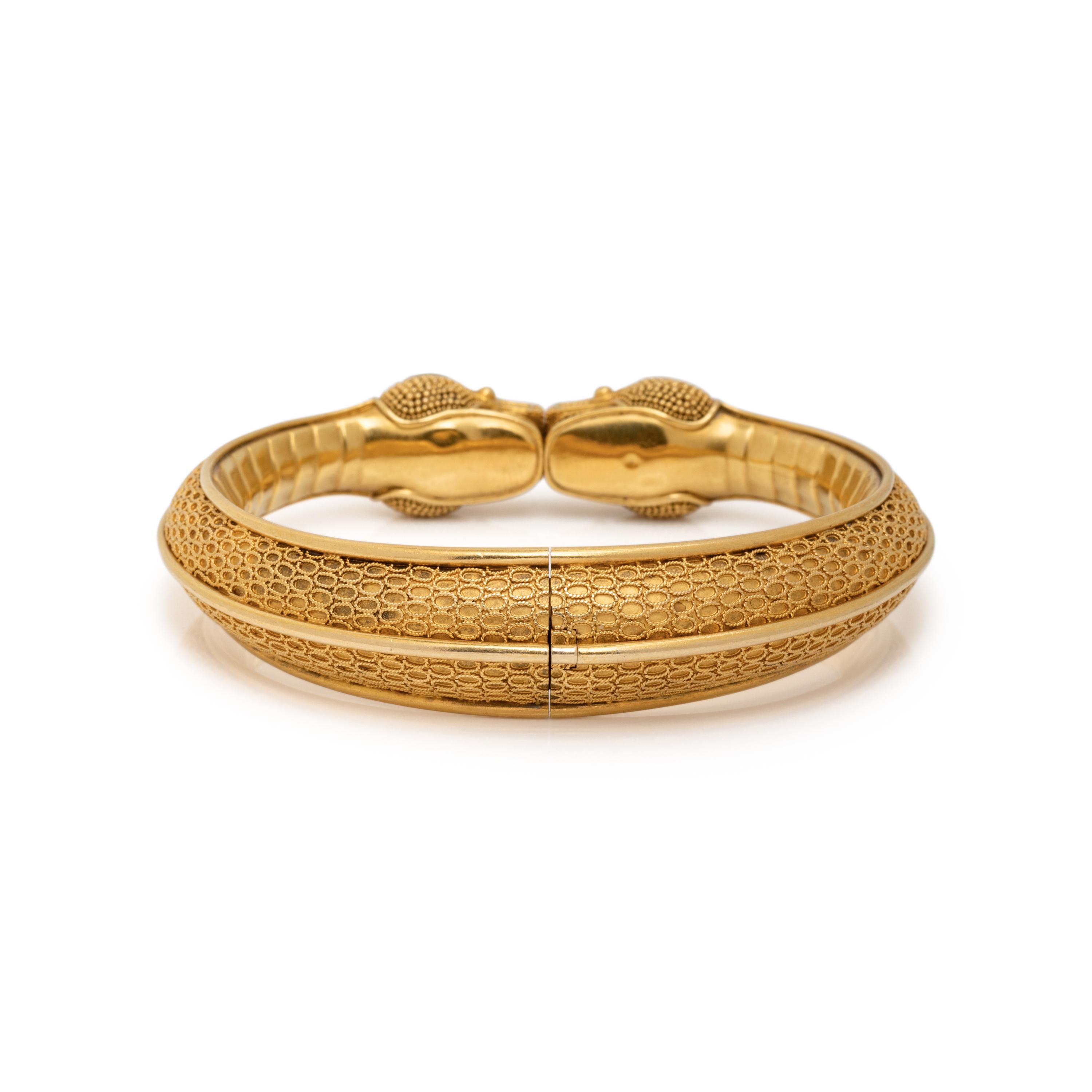 REVIVALIST, HIGH KARAT GOLD SERPENT BANGLE BRACELET