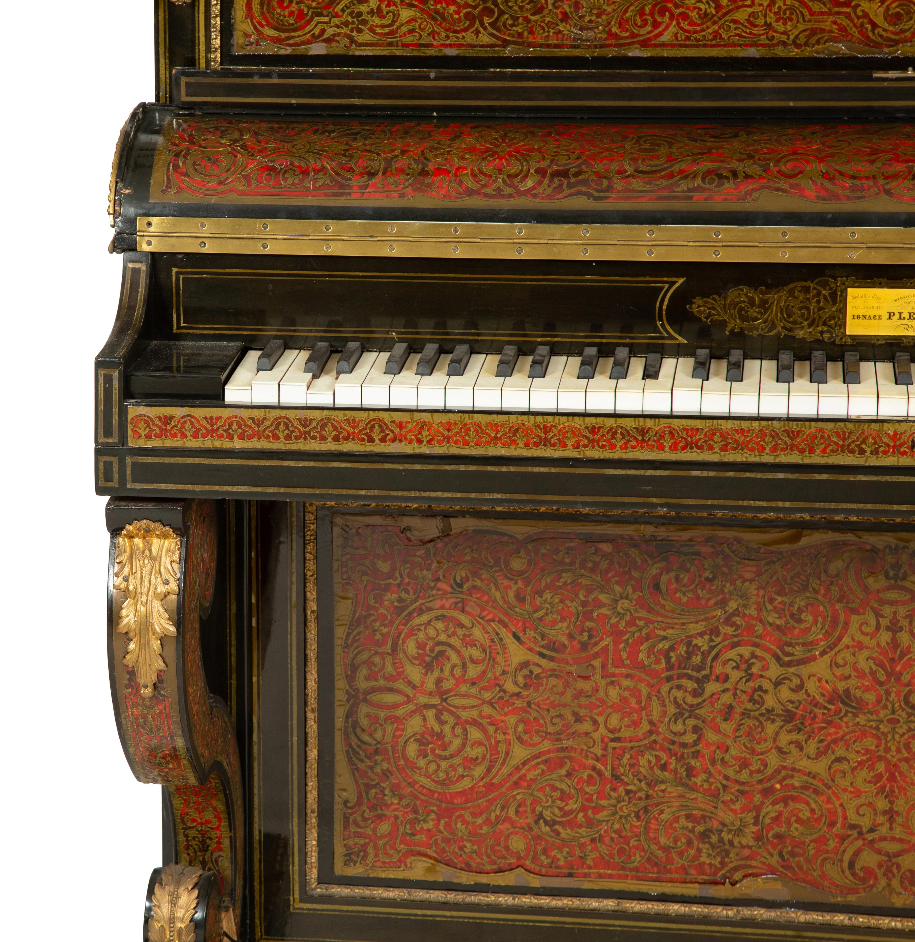 A Napoleon III Boulle Marquetry Upright Piano