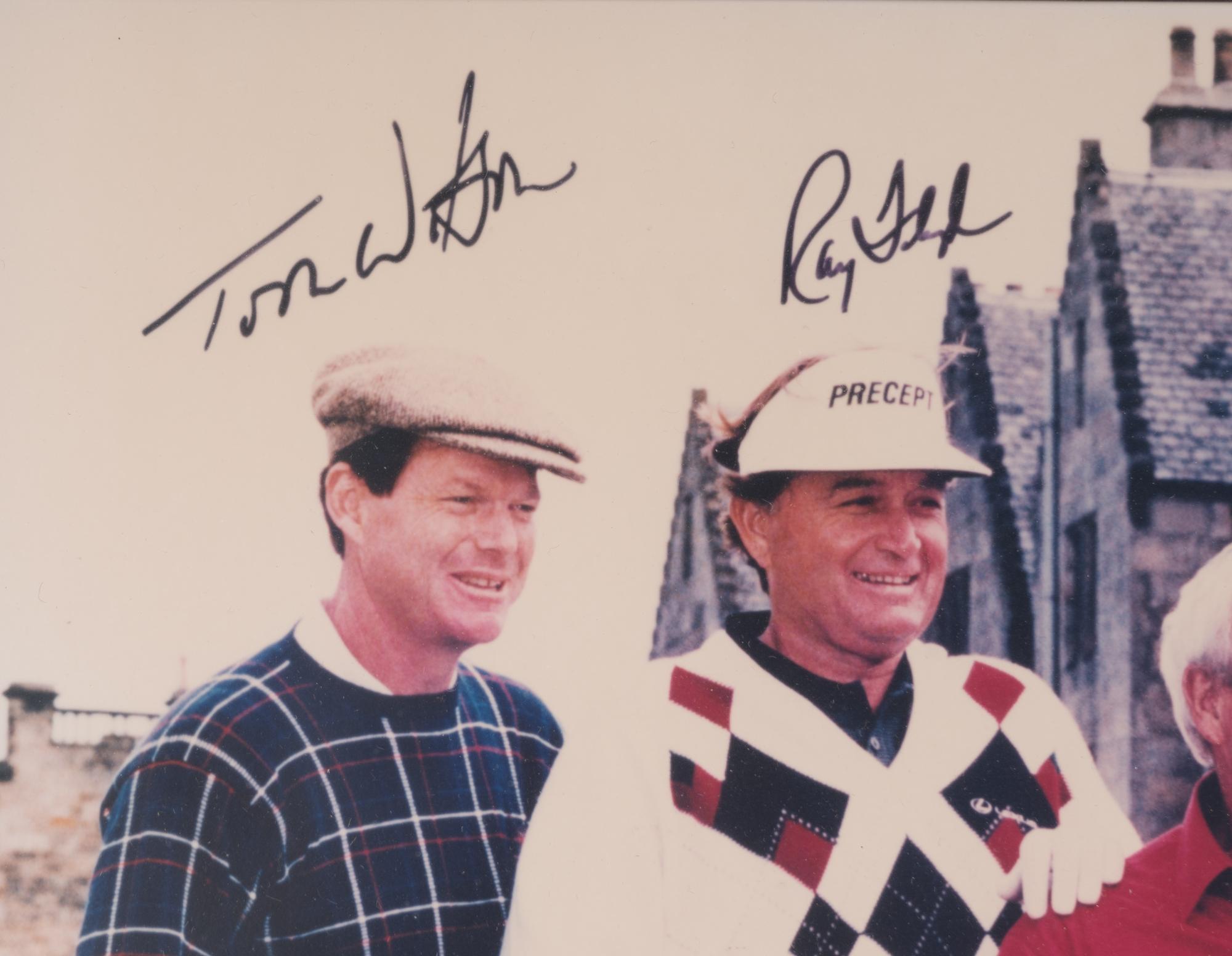 A Jack Nicklaus, Arnold Palmer, Ray Floyd and Tom Watson Signed Autograph British Open Framed Photograph,