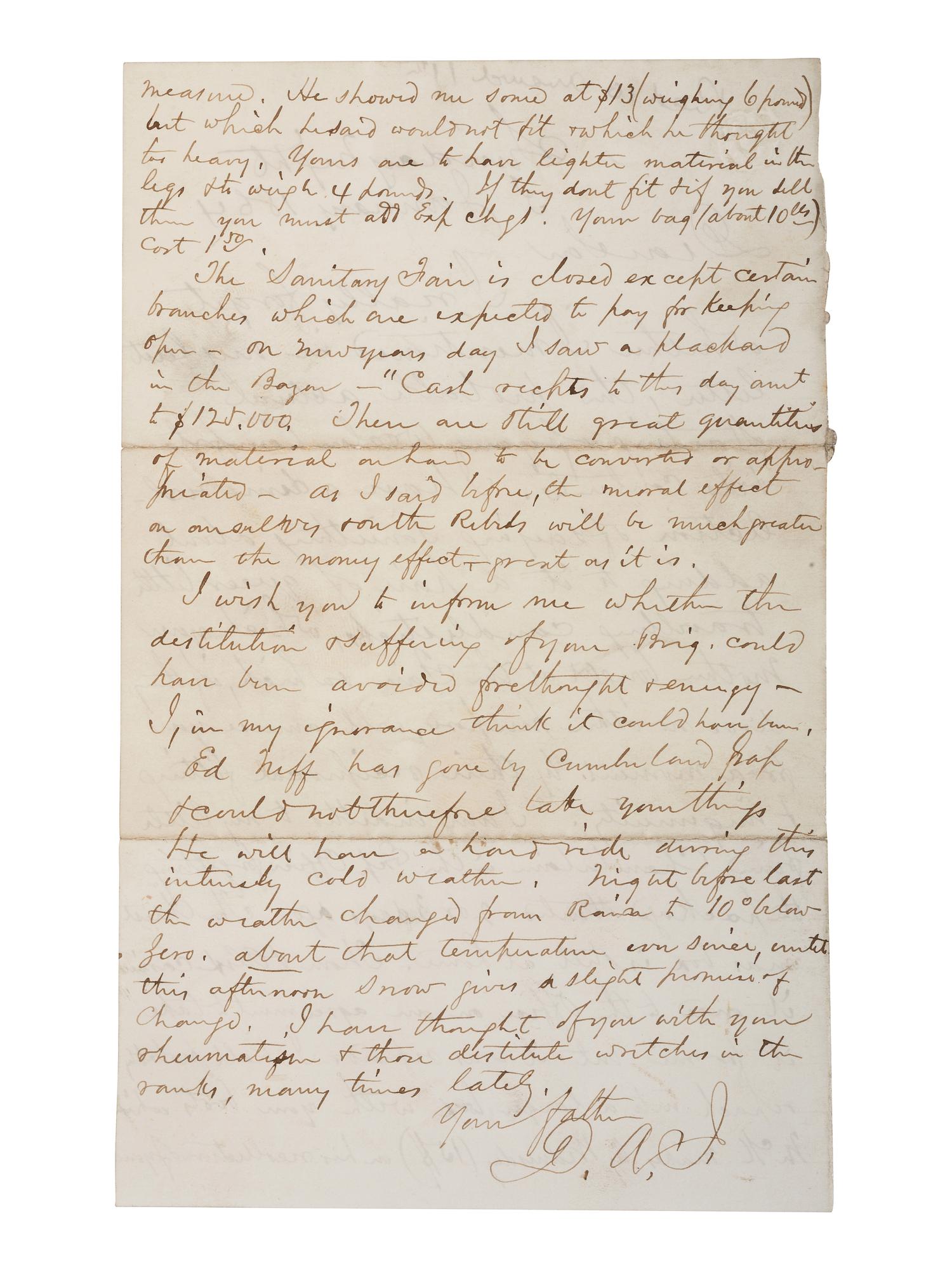Civil War-period collapsible candlestick and war-date letter referencing same type of candlestick.
