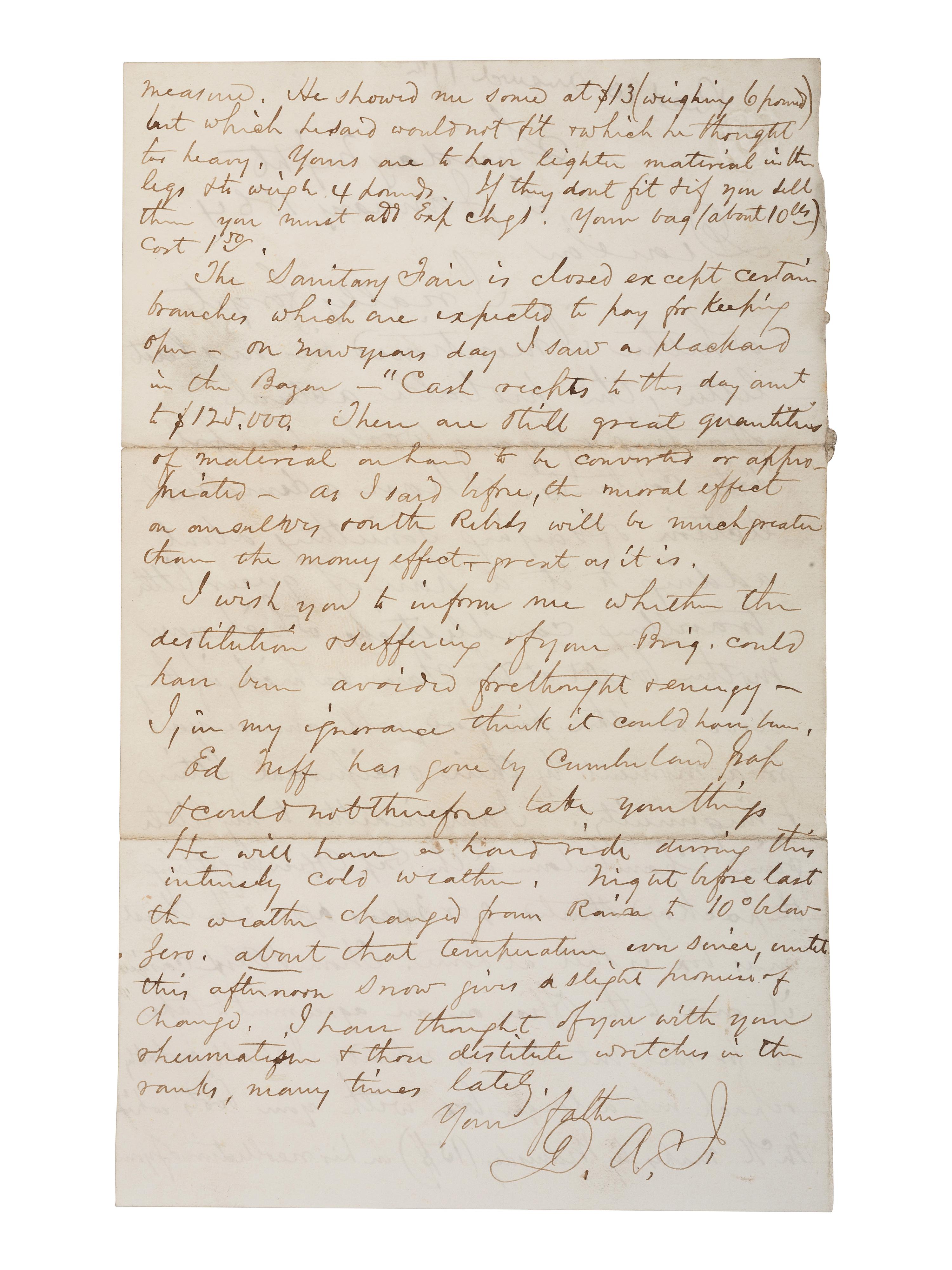 Civil War-period collapsible candlestick and war-date letter referencing same type of candlestick.