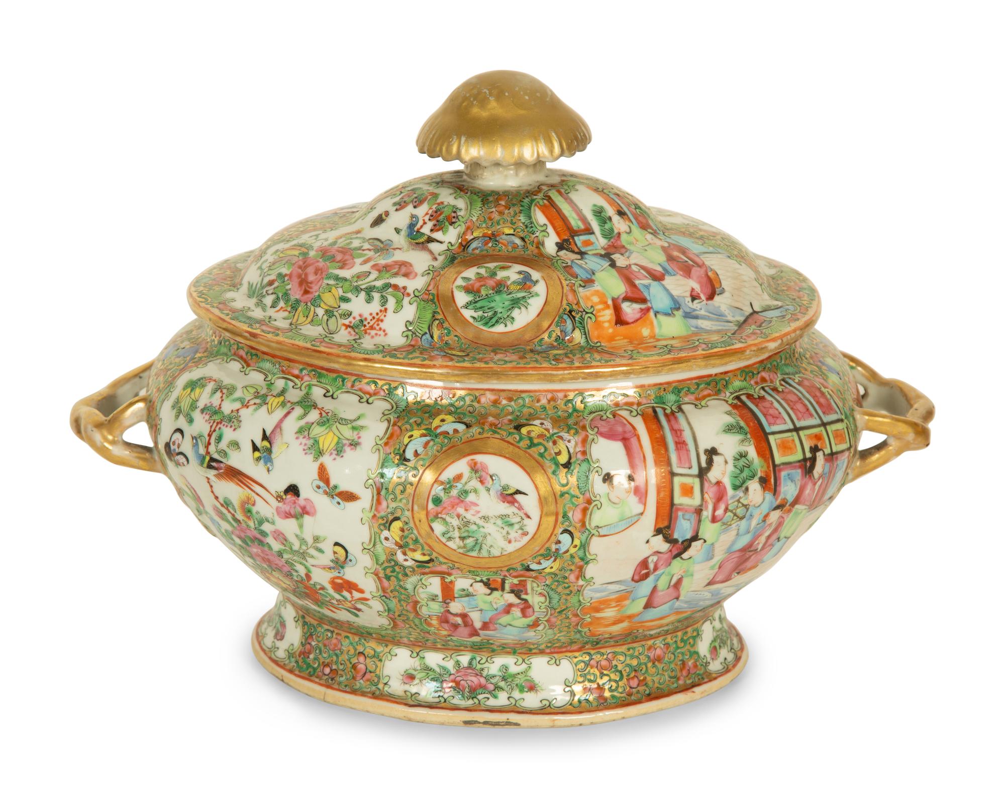 A Chinese Rose Medallion Porcelain Tureen and Cover