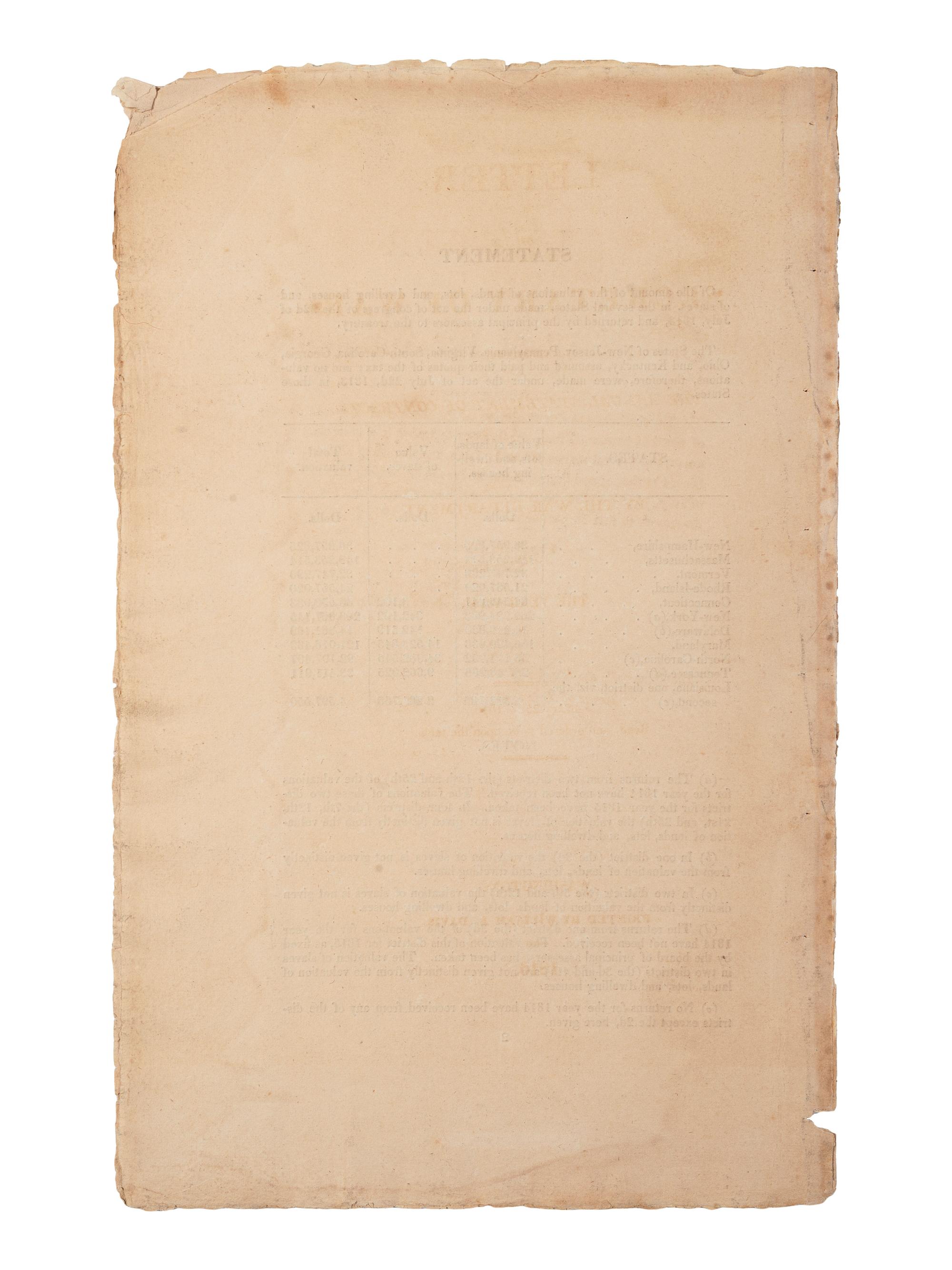 [ENSLAVEMENT & ABOLITION] ...Slaves in the Several States...." Washington: William A. Davis, 1816.