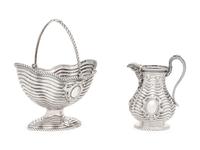 A Grosjean and Woodward for Tiffany and Co. Silver Creamer and Sugar Basket