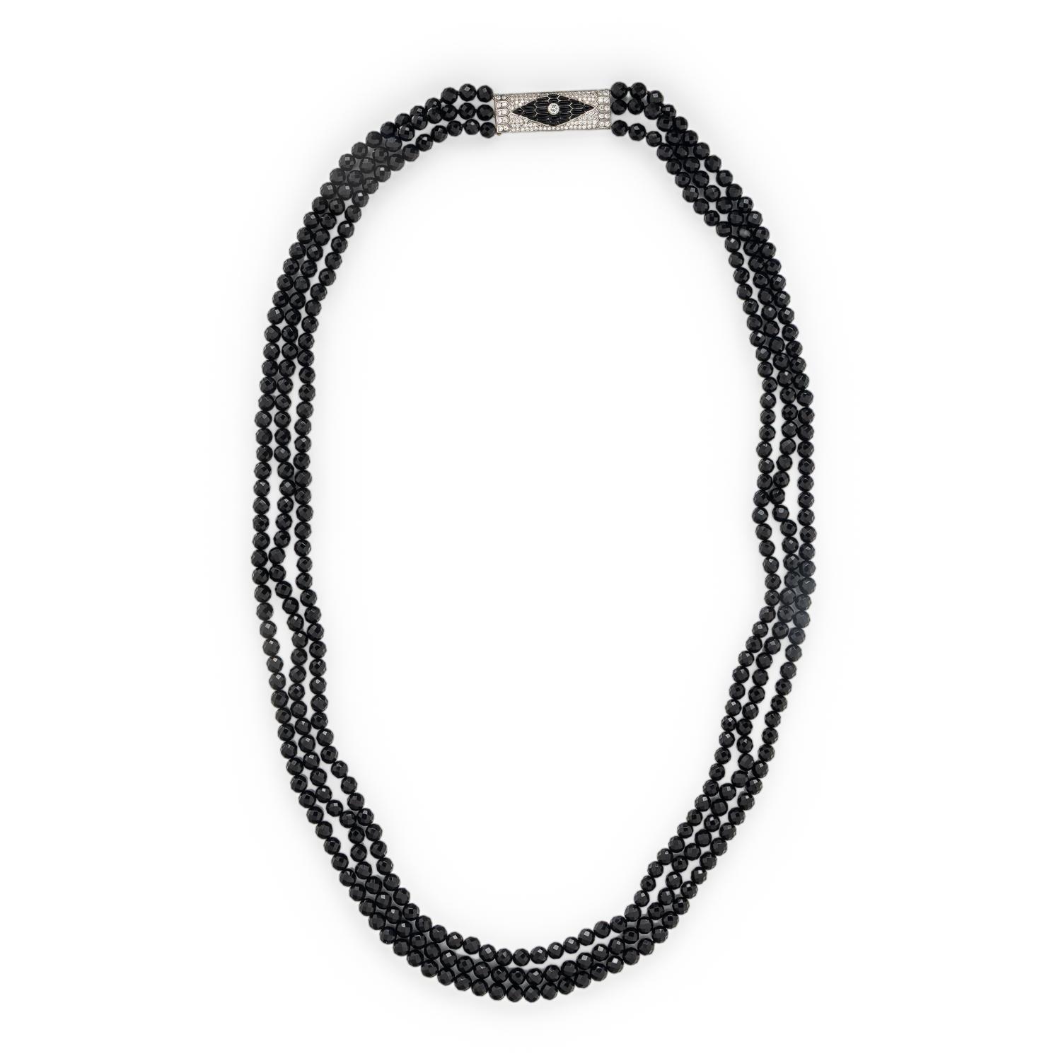 Diamond and Onyx Beaded Necklace