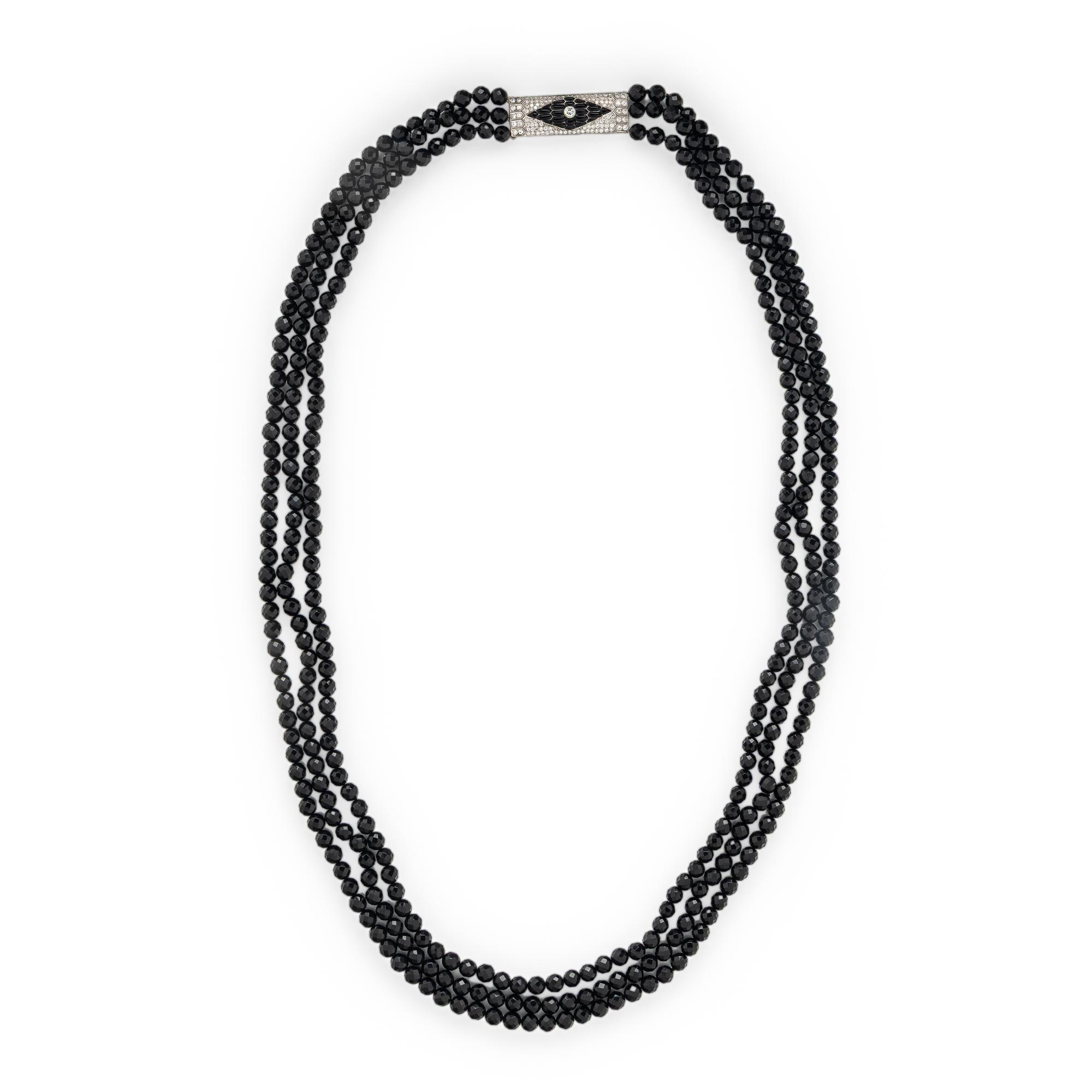 Diamond and Onyx Beaded Necklace