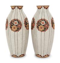 A Pair of Faïenceries et Emaux de Longwy Vases