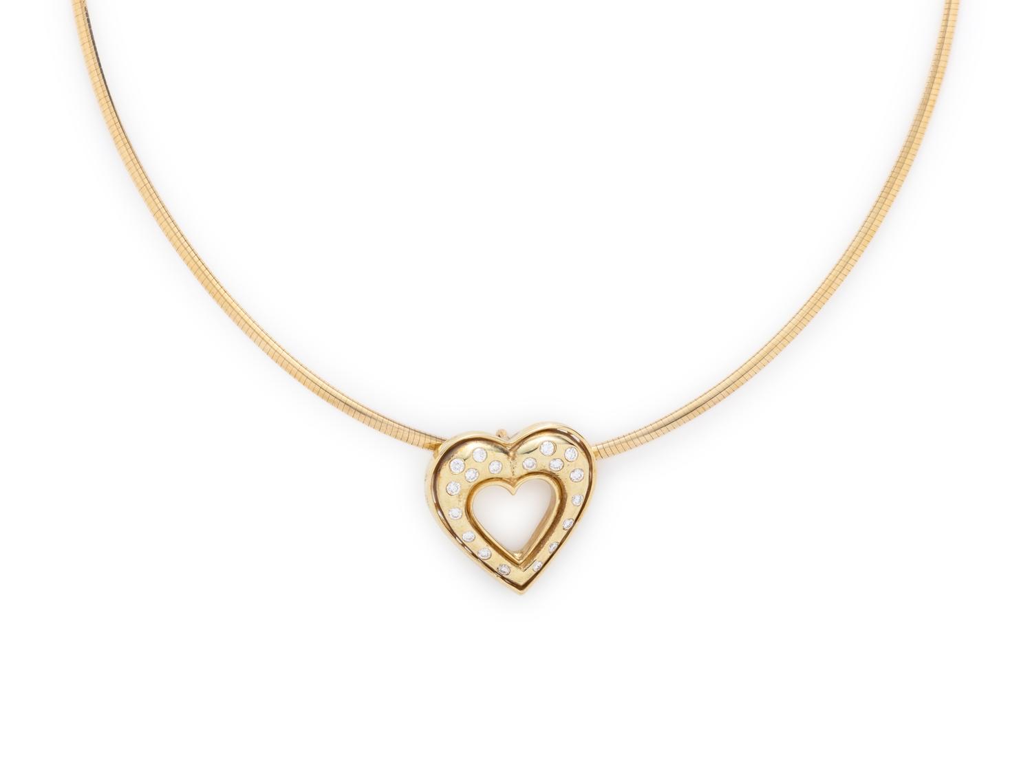 YELLOW GOLD AND DIAMOND HEART PENDANT/NECKLACE