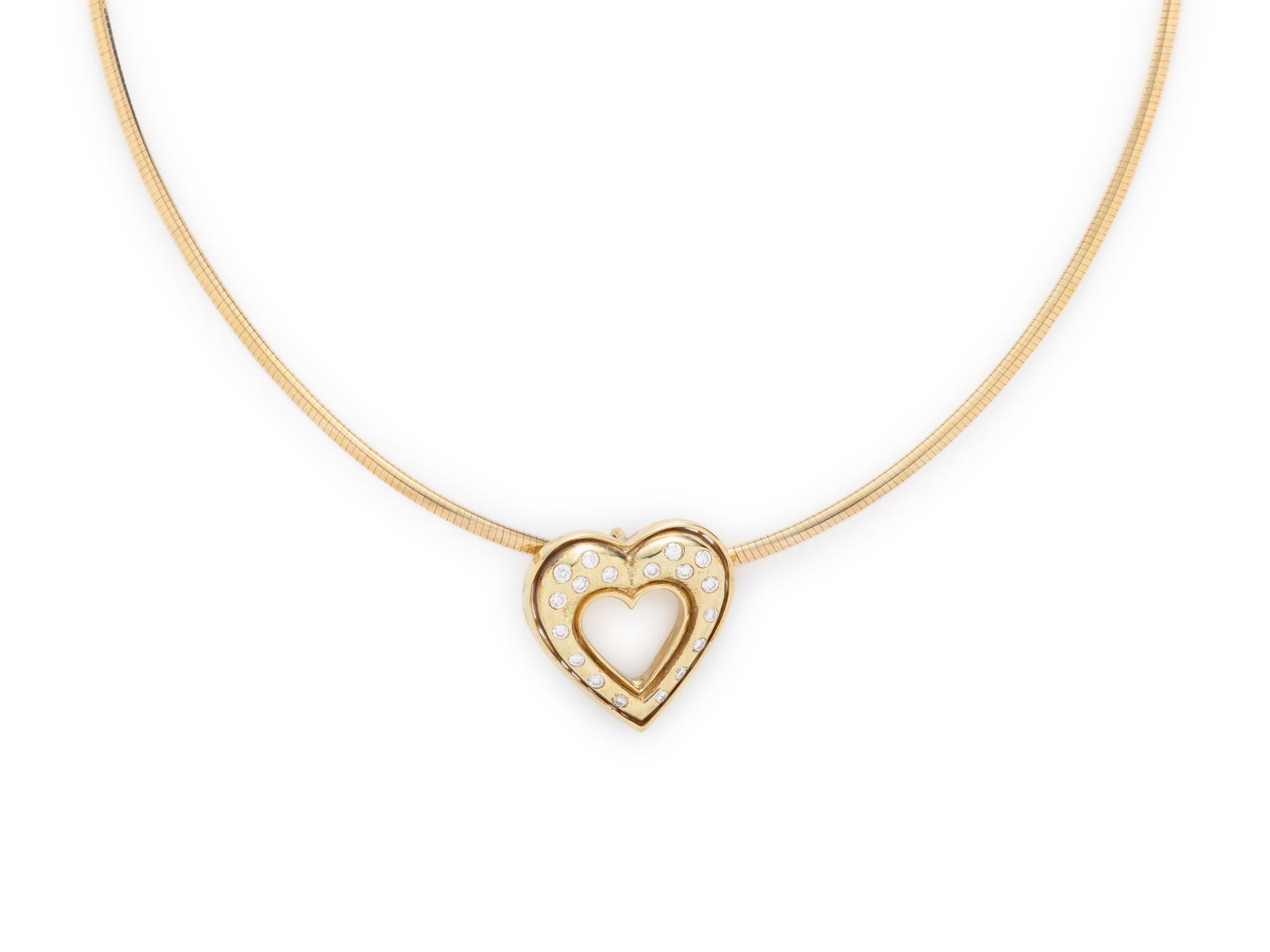 YELLOW GOLD AND DIAMOND HEART PENDANT/NECKLACE