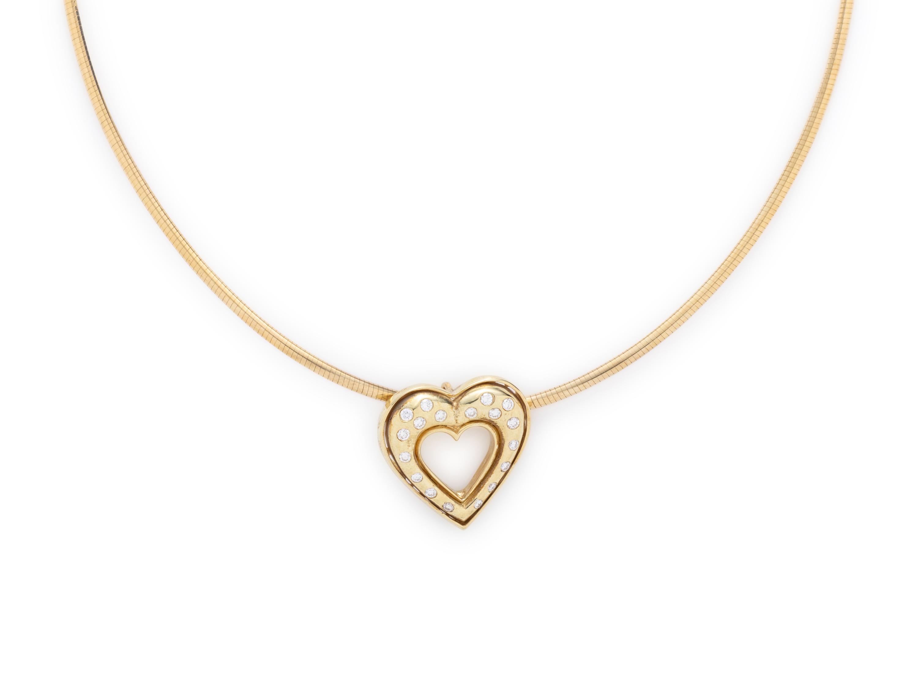 YELLOW GOLD AND DIAMOND HEART PENDANT/NECKLACE