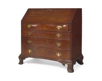 A Chippendale Cherry Oxbow Slant-Front Desk