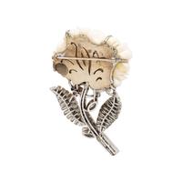 CORAL, DIAMOND, AND RUBY FLOWER BROOCH