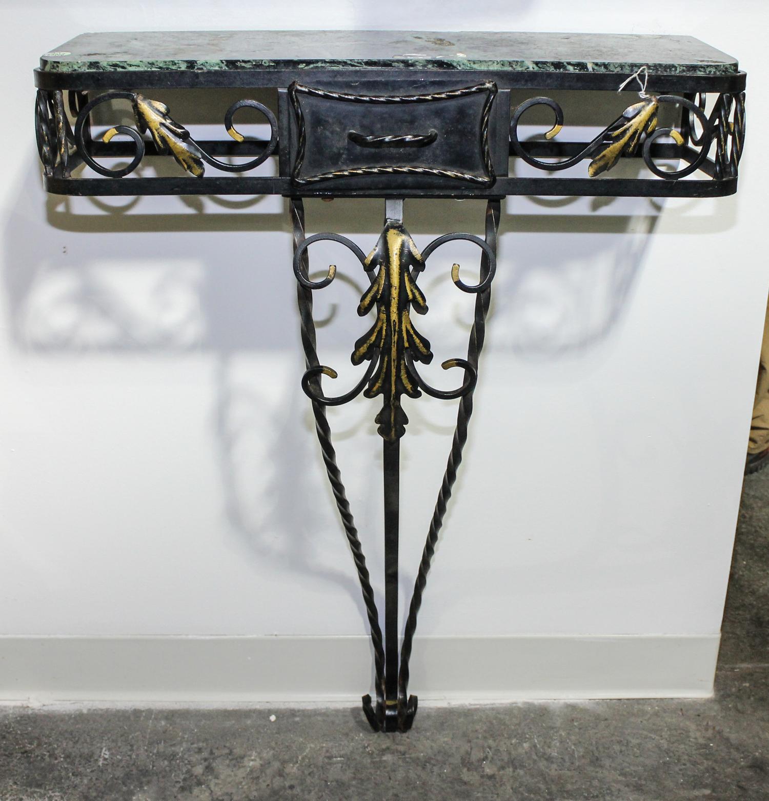 A Wrought Iron Console Table Height 32 1/2 inches.