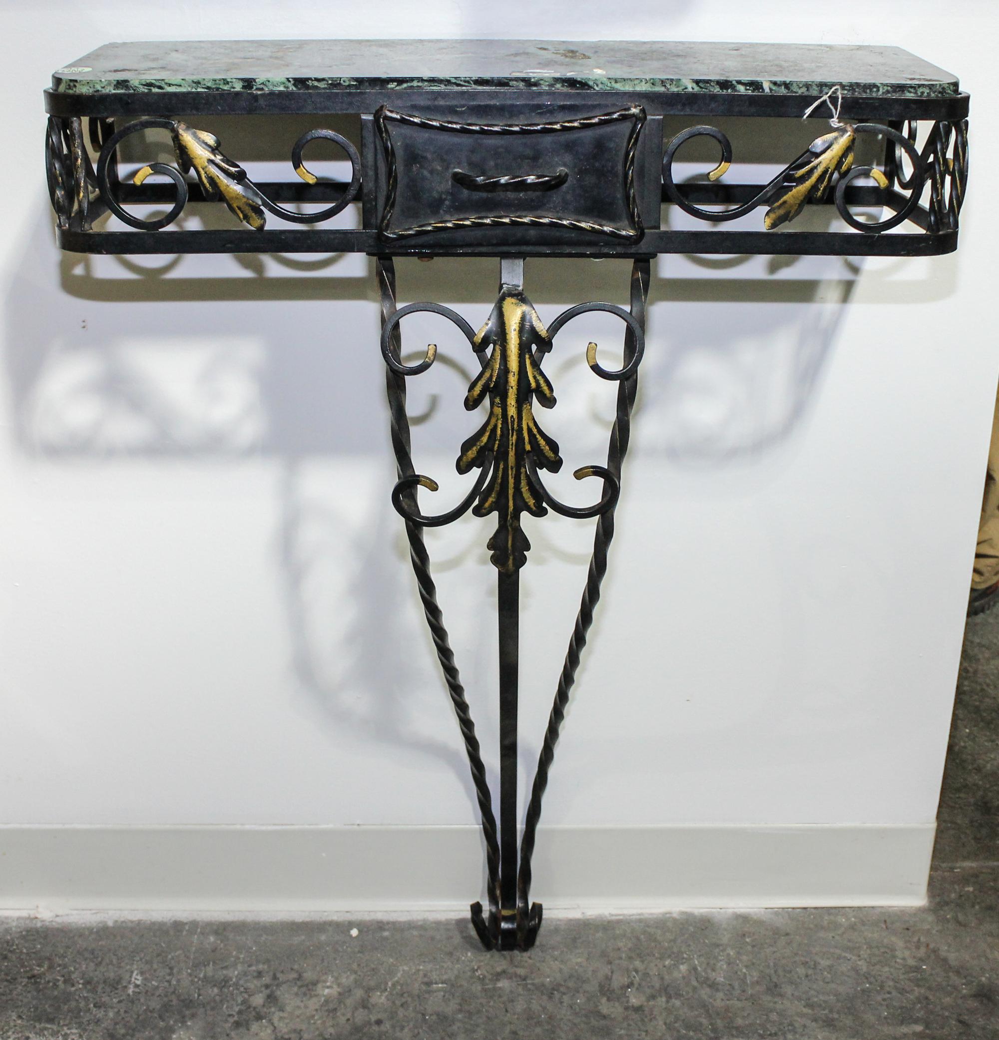 A Wrought Iron Console Table Height 32 1/2 inches.