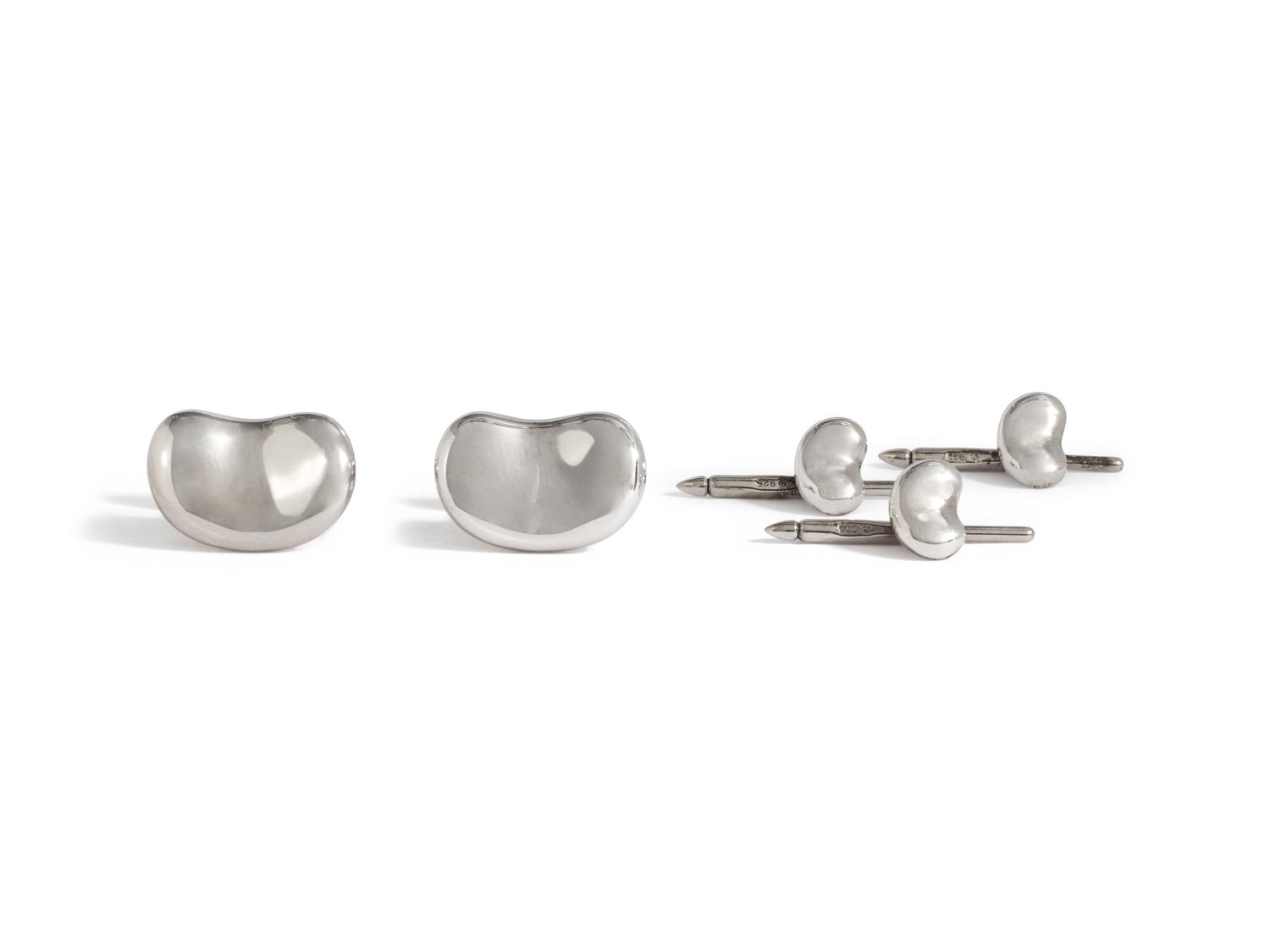 TIFFANY & CO., ELSA PERETTI, STERLING SILVER BEAN DRESS SET