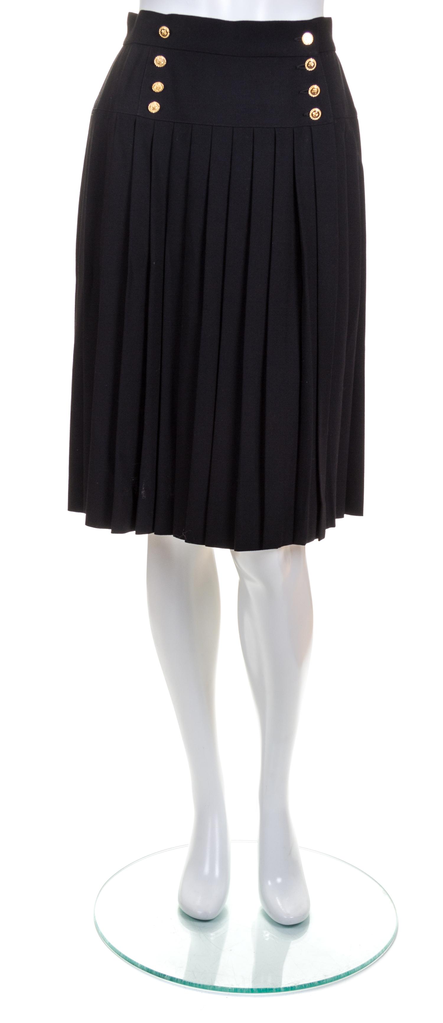 A Chanel Black Pleated Wrap Skirt,