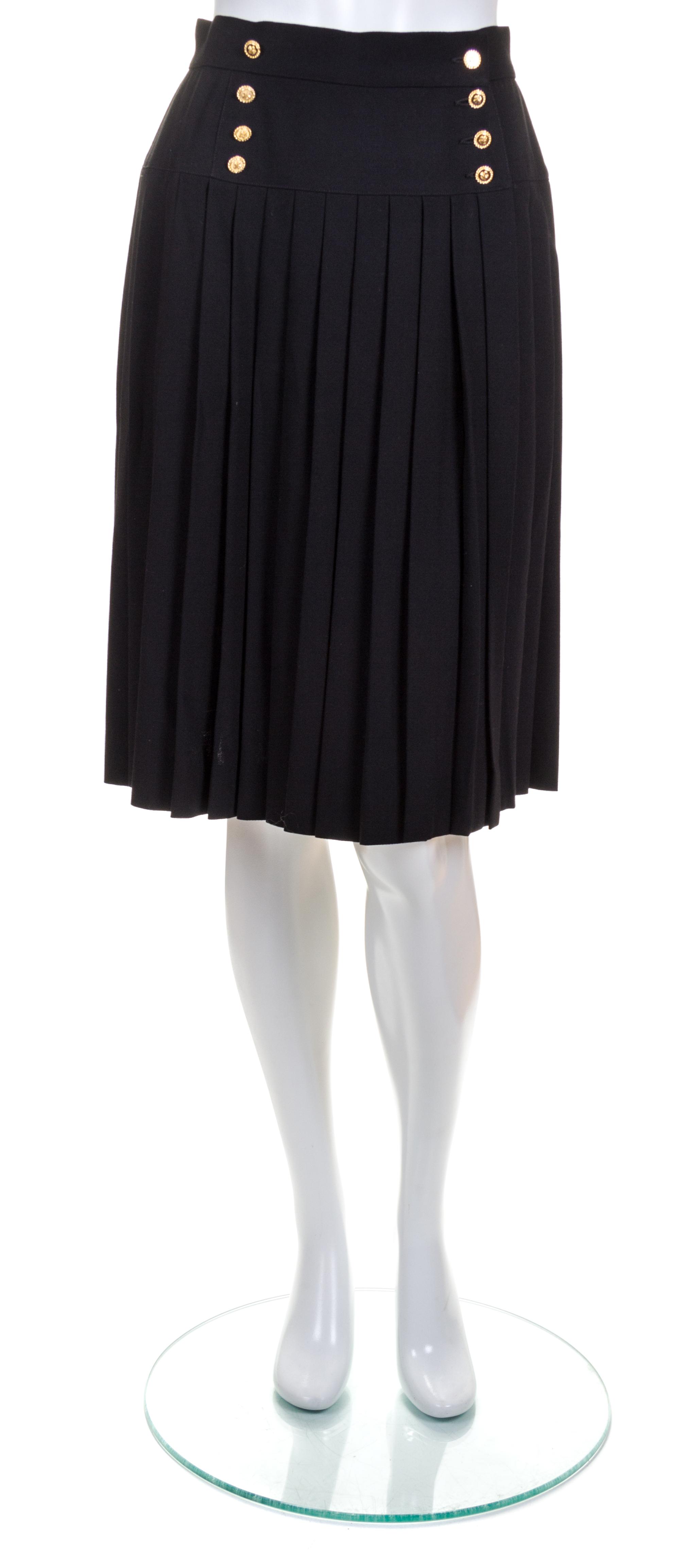A Chanel Black Pleated Wrap Skirt,