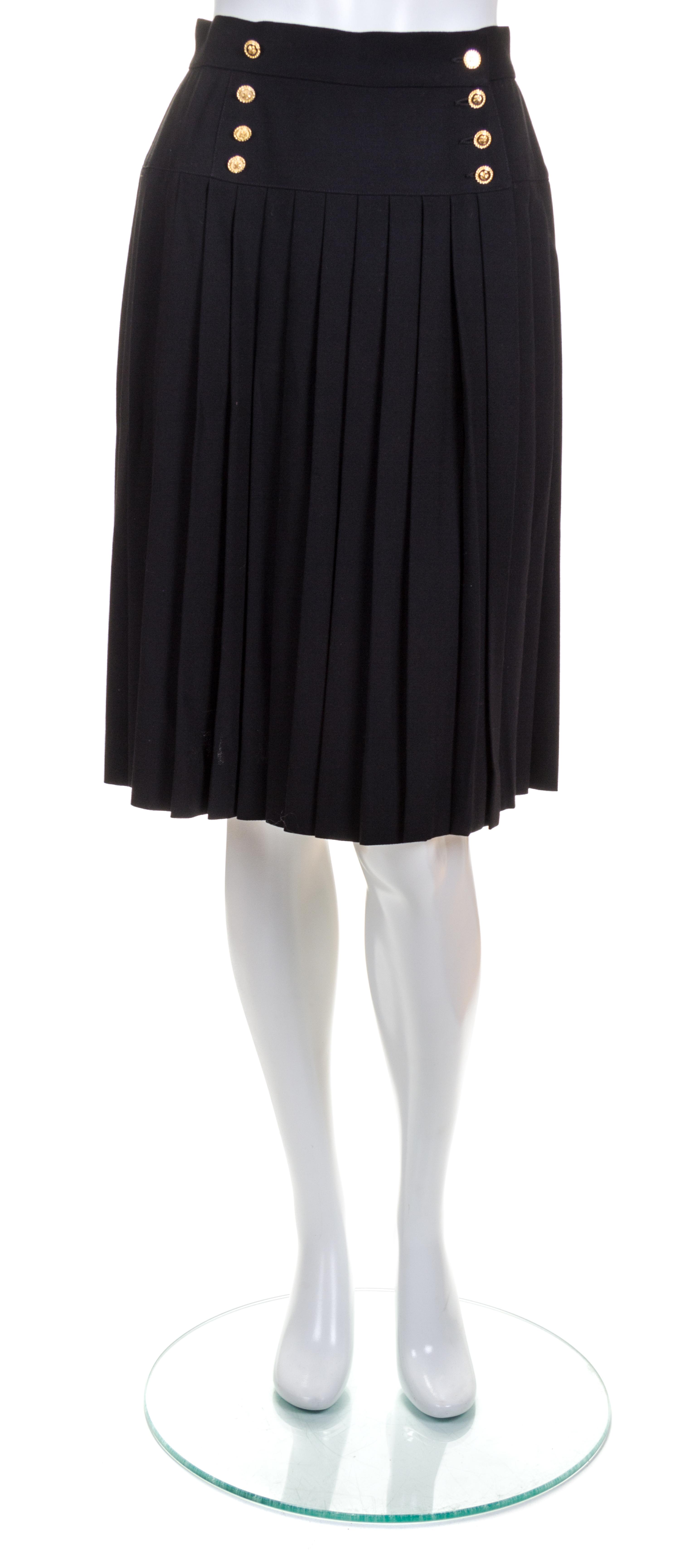 A Chanel Black Pleated Wrap Skirt,