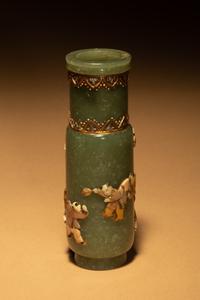 A Small Embellished Spinach Jade Vase