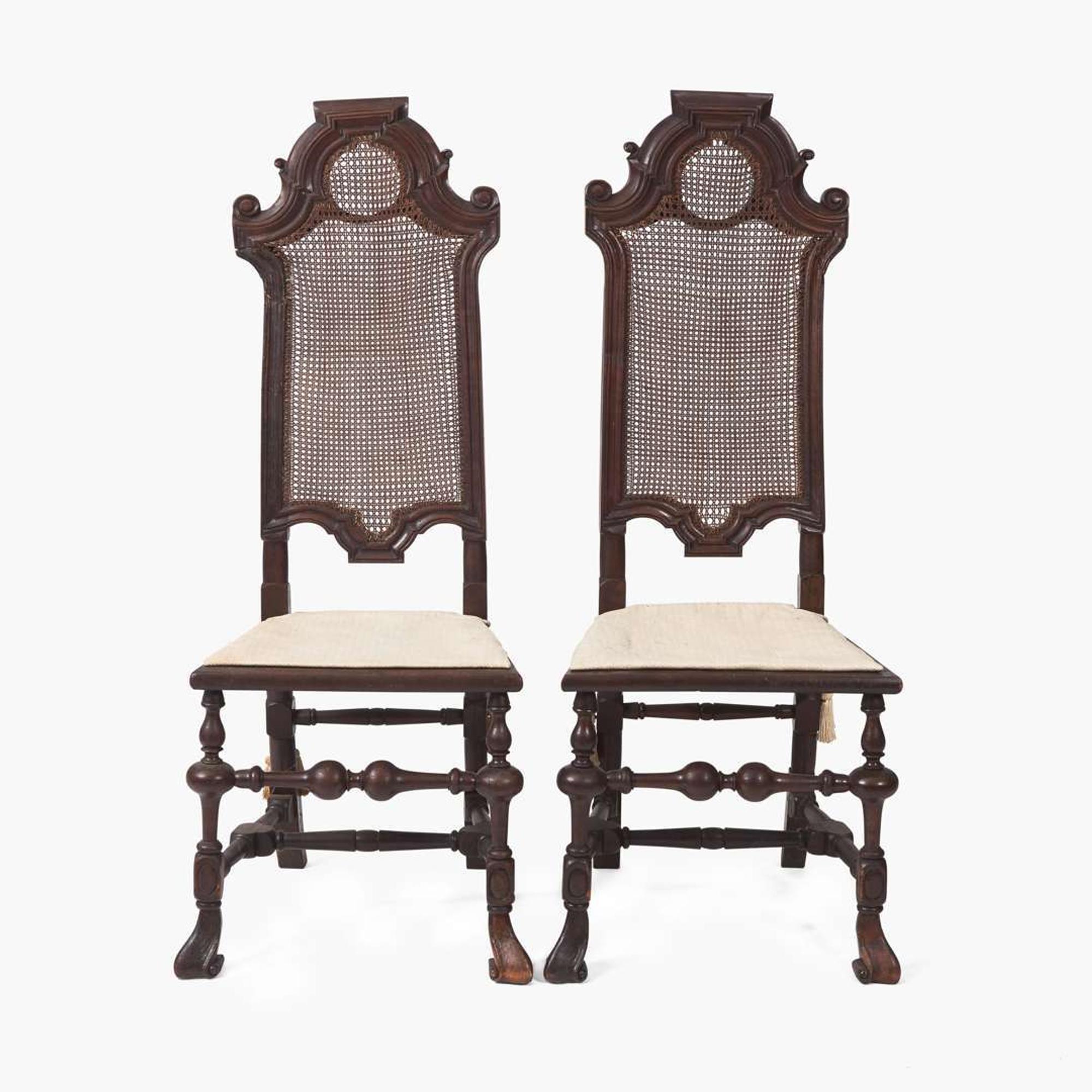 A pair of William & Mary caned beech side chairs Irish, circa 1690