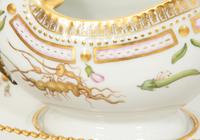 Two Royal Copenhagen Flora Danica Porcelain Sauce Boats with Affixed Underplates