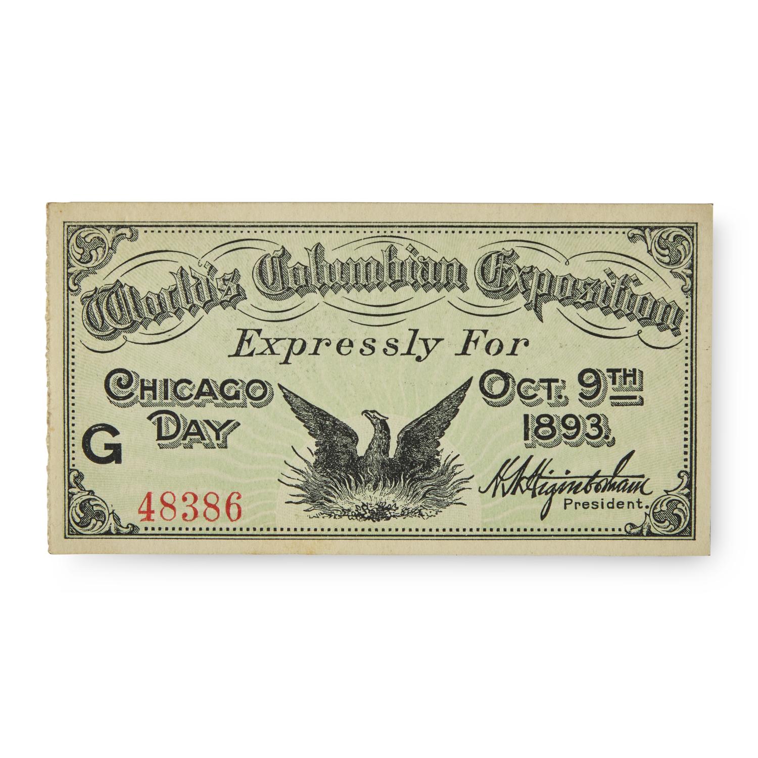 [Americana] [1893 Chicago World's Fair] Personal Diary of William M. Wikoff, with an Original Fair Ticket