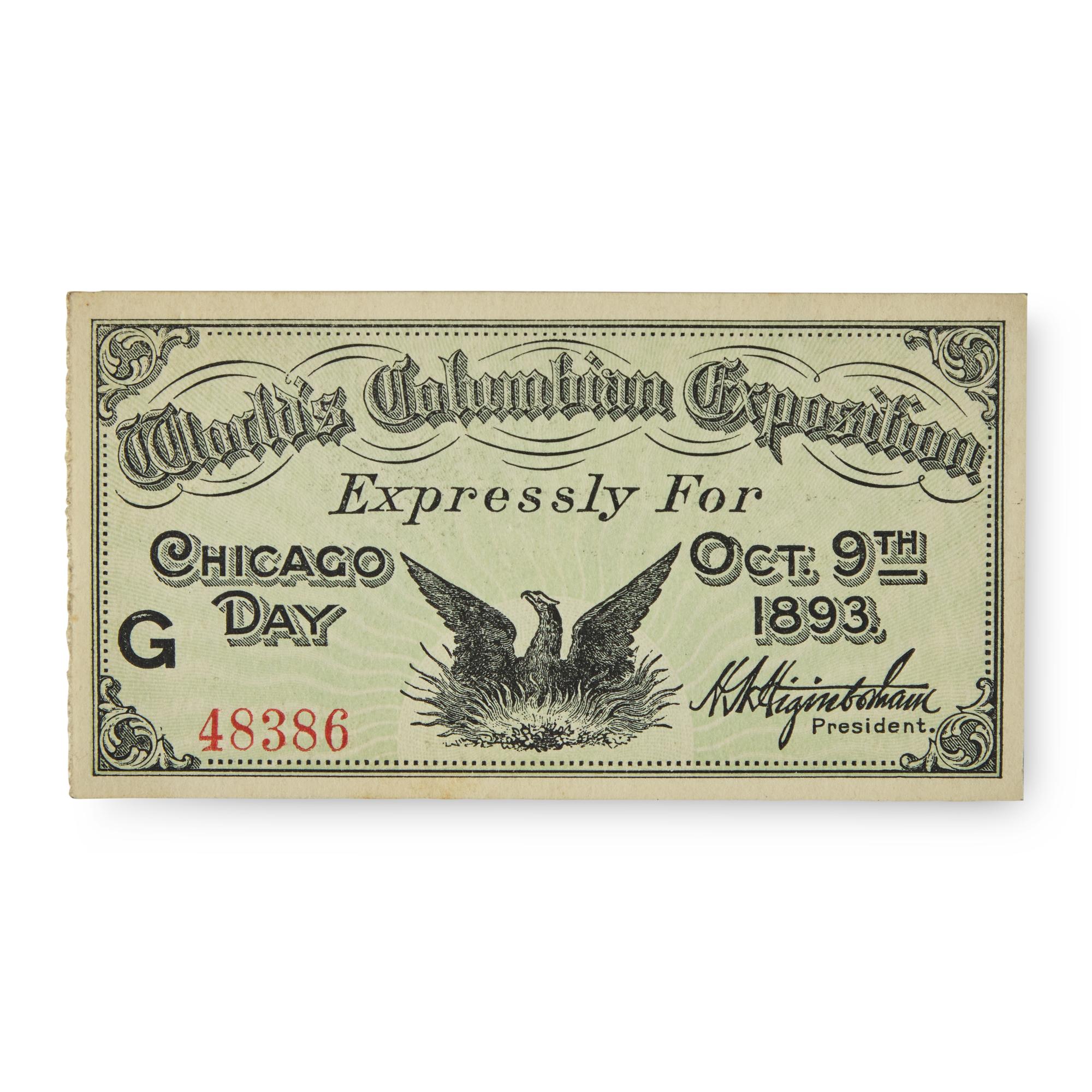 [Americana] [1893 Chicago World's Fair] Personal Diary of William M. Wikoff, with an Original Fair Ticket