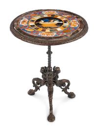 An Italian Bronze Guéridon with a Pietra Dura Top