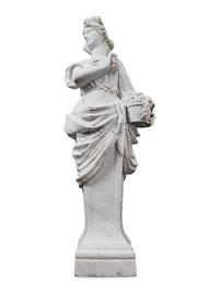 A Set of Four Monumental Carved Marble Garden Herms Allegorical of the Four Seasons