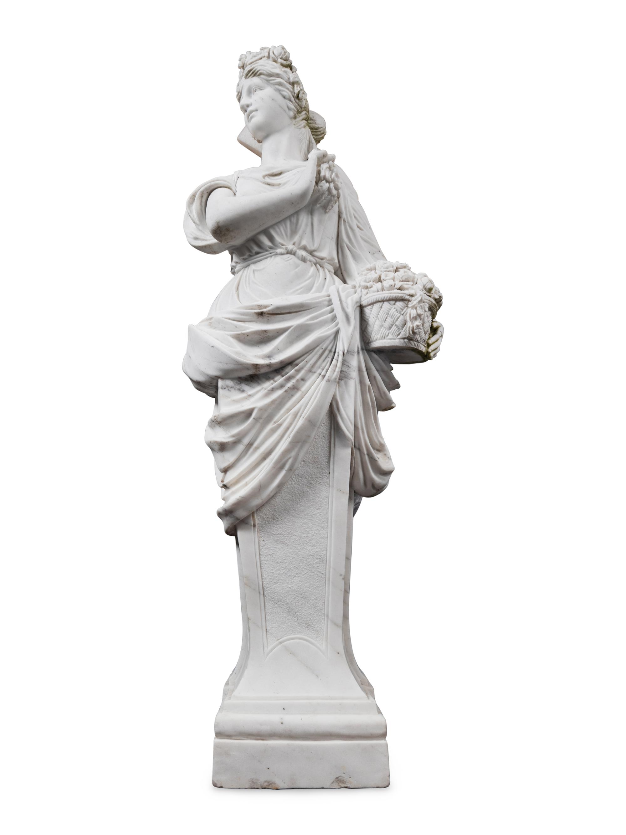 A Set of Four Monumental Carved Marble Garden Herms Allegorical of the Four Seasons