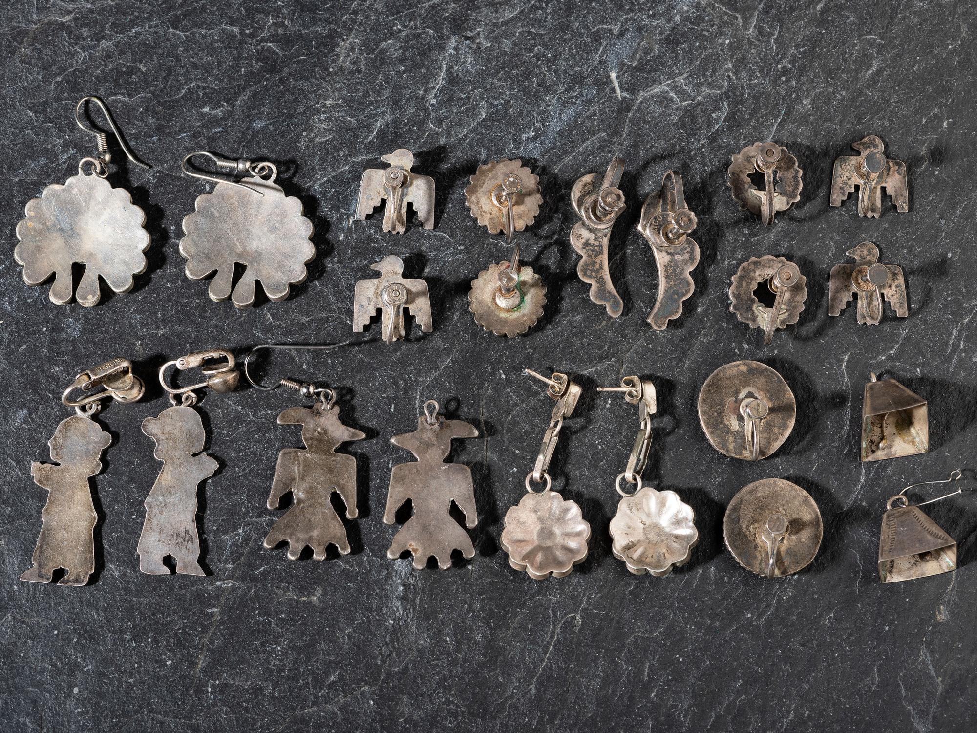 Assortment of Zuni, Navajo, and Mexican Earrings