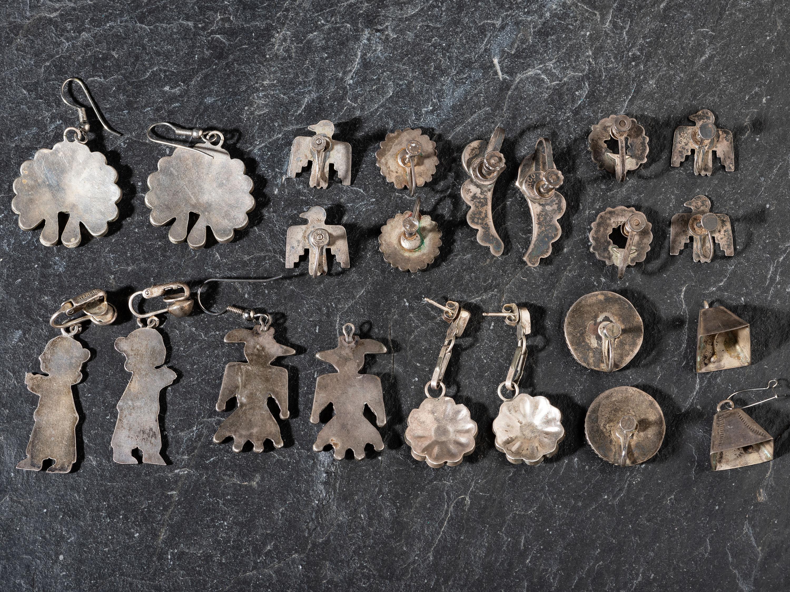 Assortment of Zuni, Navajo, and Mexican Earrings
